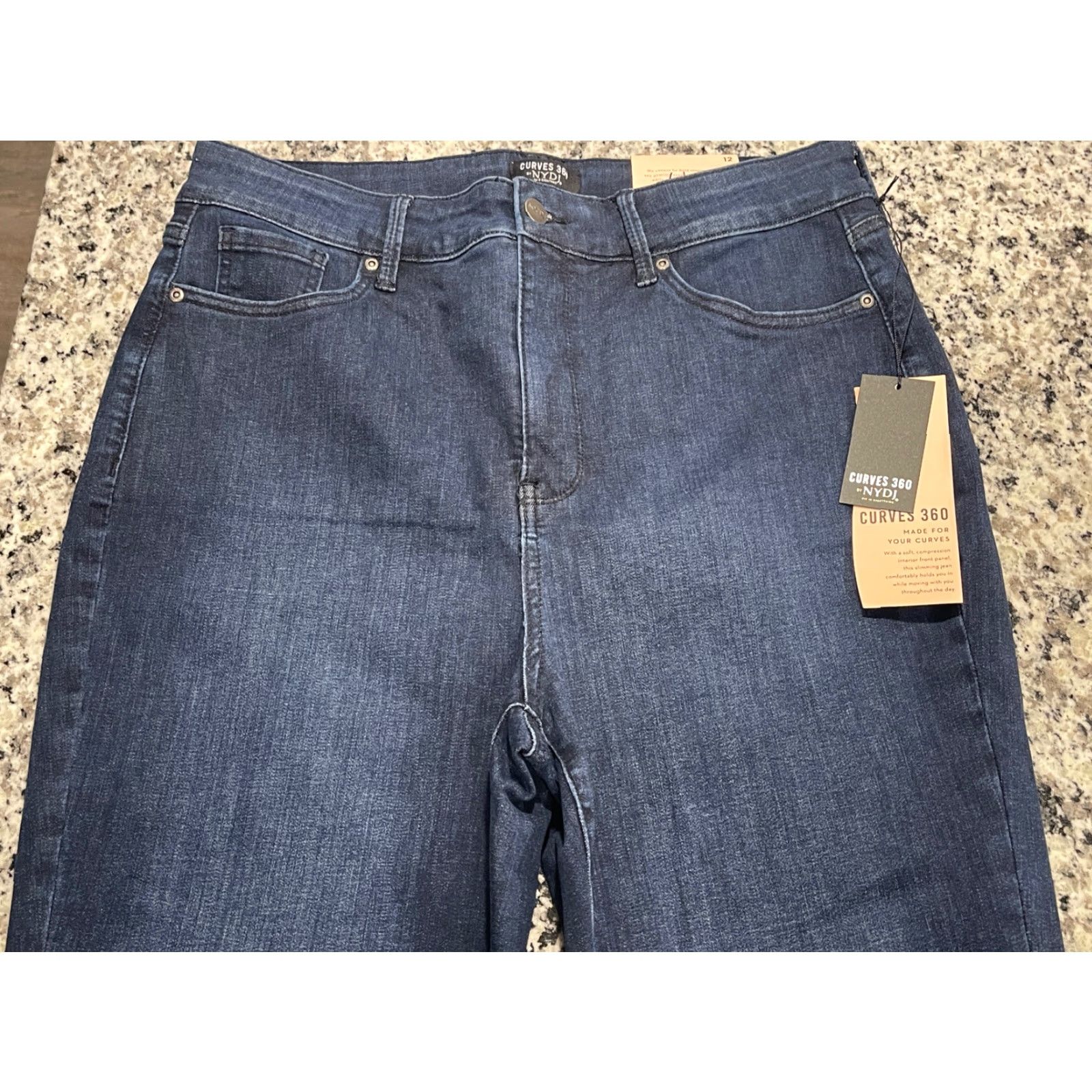 NYDJ VINTAGE NYDJ Curve Shaper Marilyn Straight Jeans Underground 12 33x31 Blue Womens Jeans Size 34" / US 12 / IT 48 - 2 Thumbnail