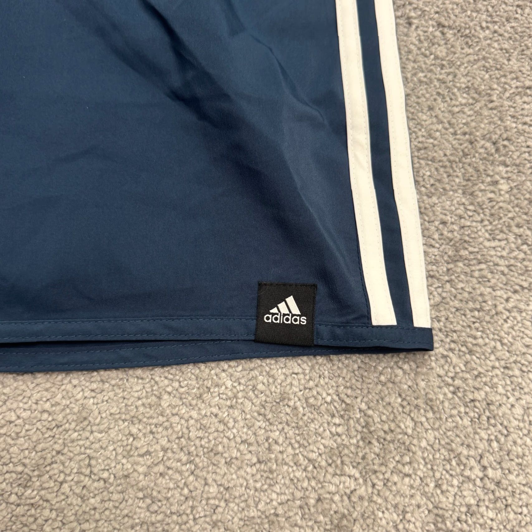 Adidas Adidas 3 Stripe Running Shorts Mens Large Dark Blue Lined Athletic Gym Active Size US 33 - 4 Thumbnail