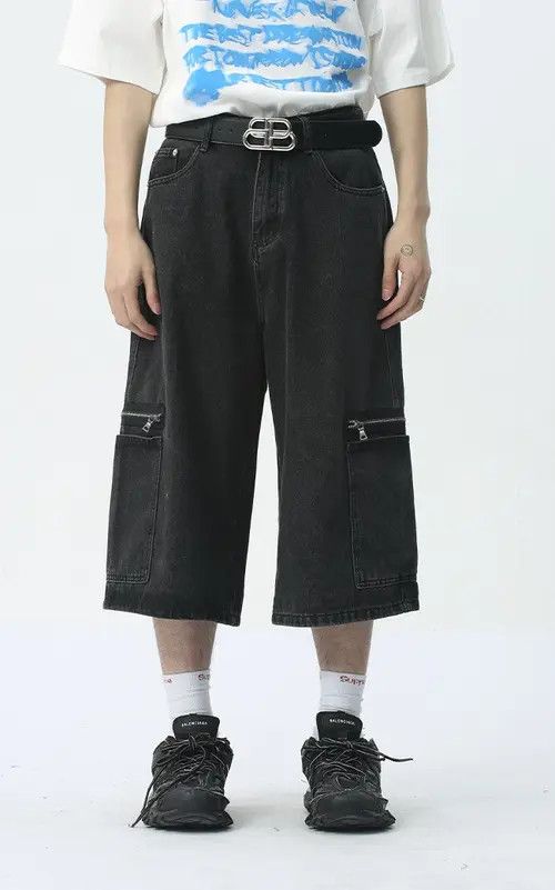 Other Black washed denim shorts with metal zipper Size US 32 / EU 48 - 1 Thumbnail
