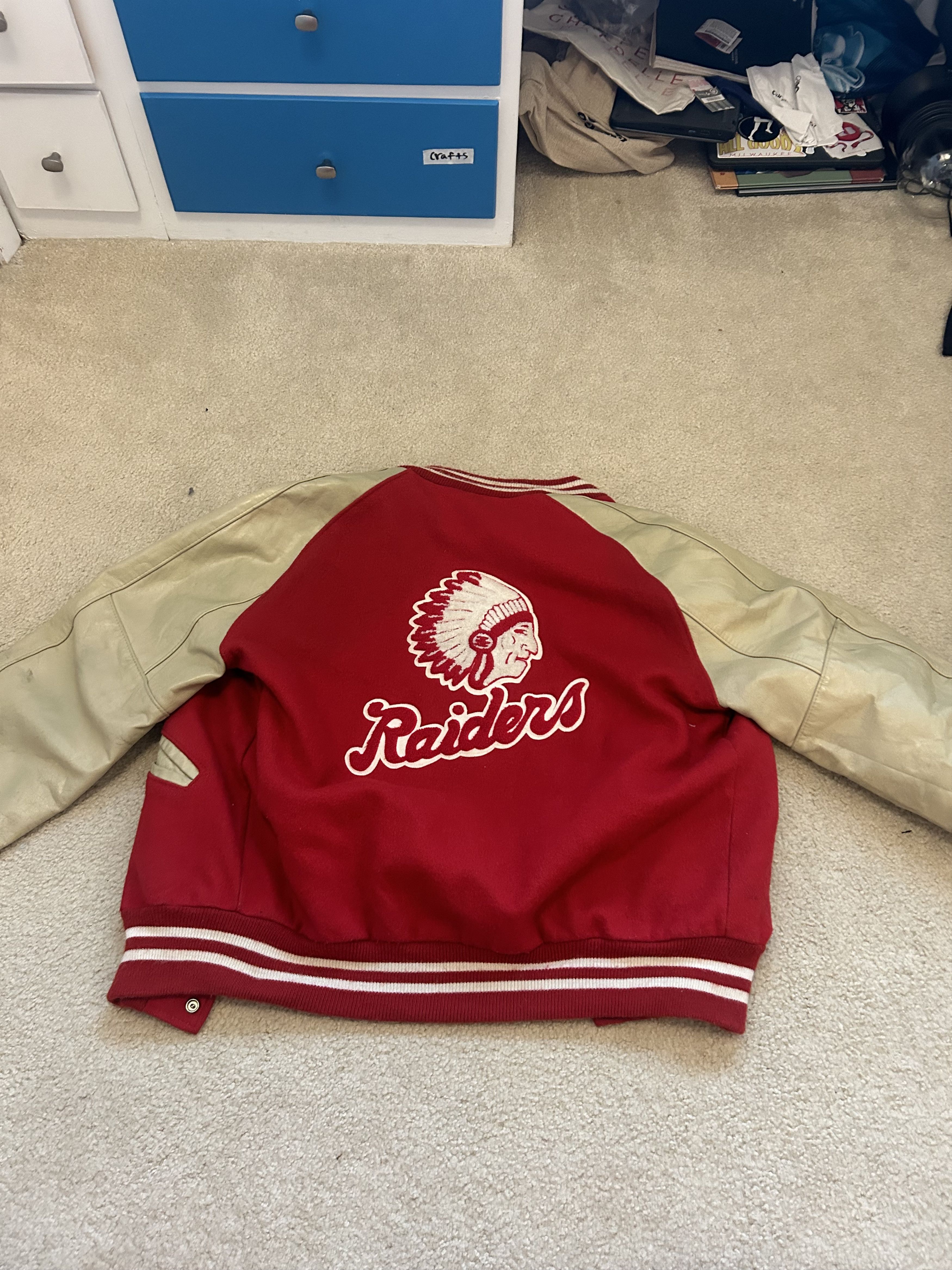 Other Red and White Vintage Varsity Jacket Size US L / EU 52-54 / 3 - 3 Thumbnail