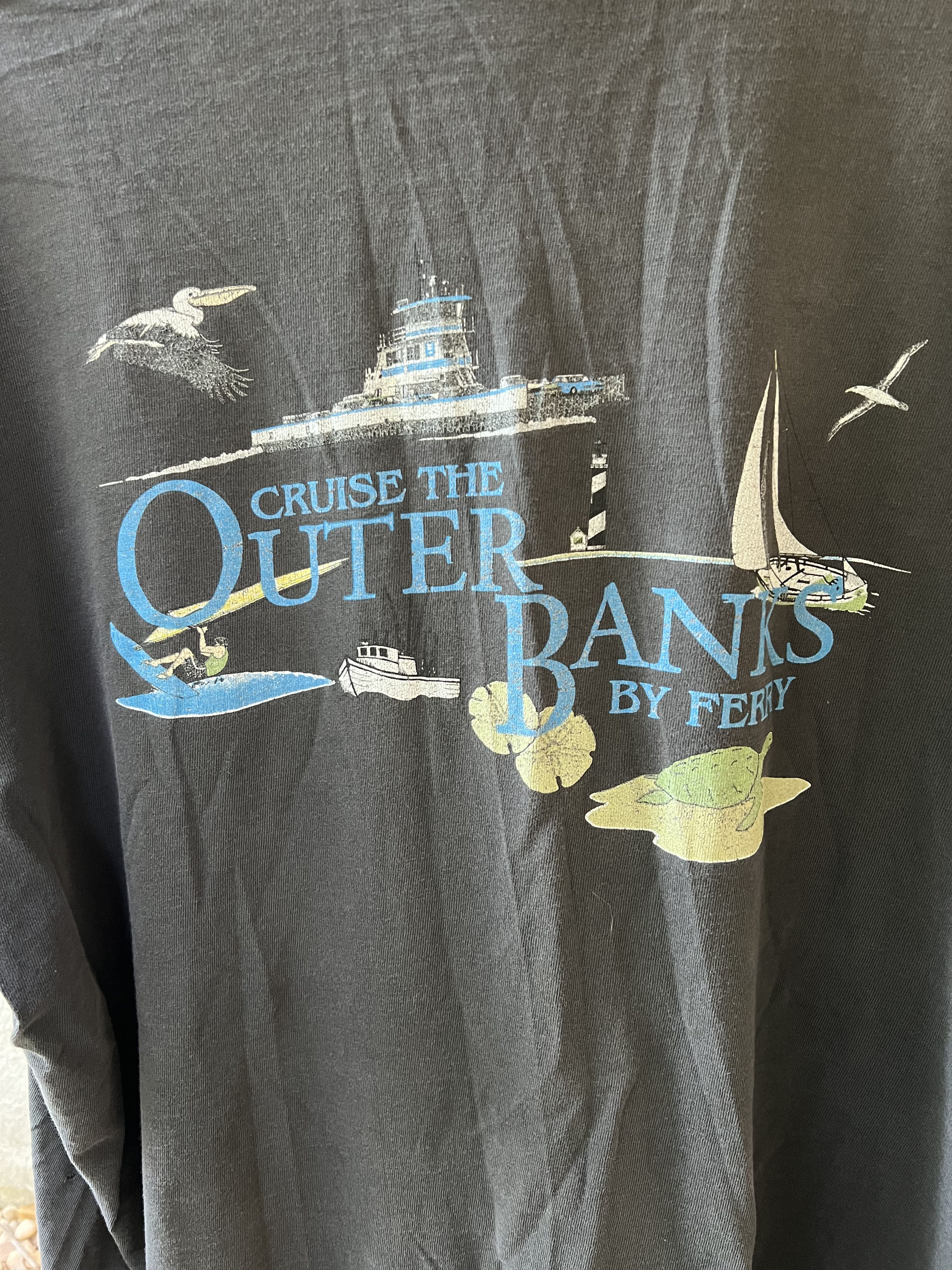 Vintage 90s Thrashed Outer Banks Ferry Pocket T OBX Size US XL / EU 56 / 4 - 2 Thumbnail