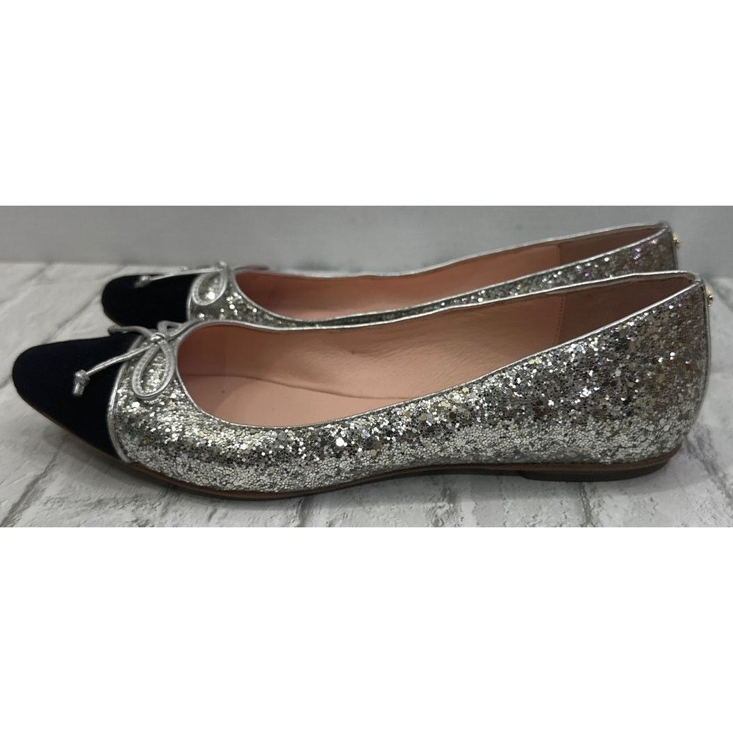 Kate Spade Kate Spade Point Toe Silver Black Sequin Ballet Flat Bow 9M Size US 9 / IT 39 - 4 Thumbnail