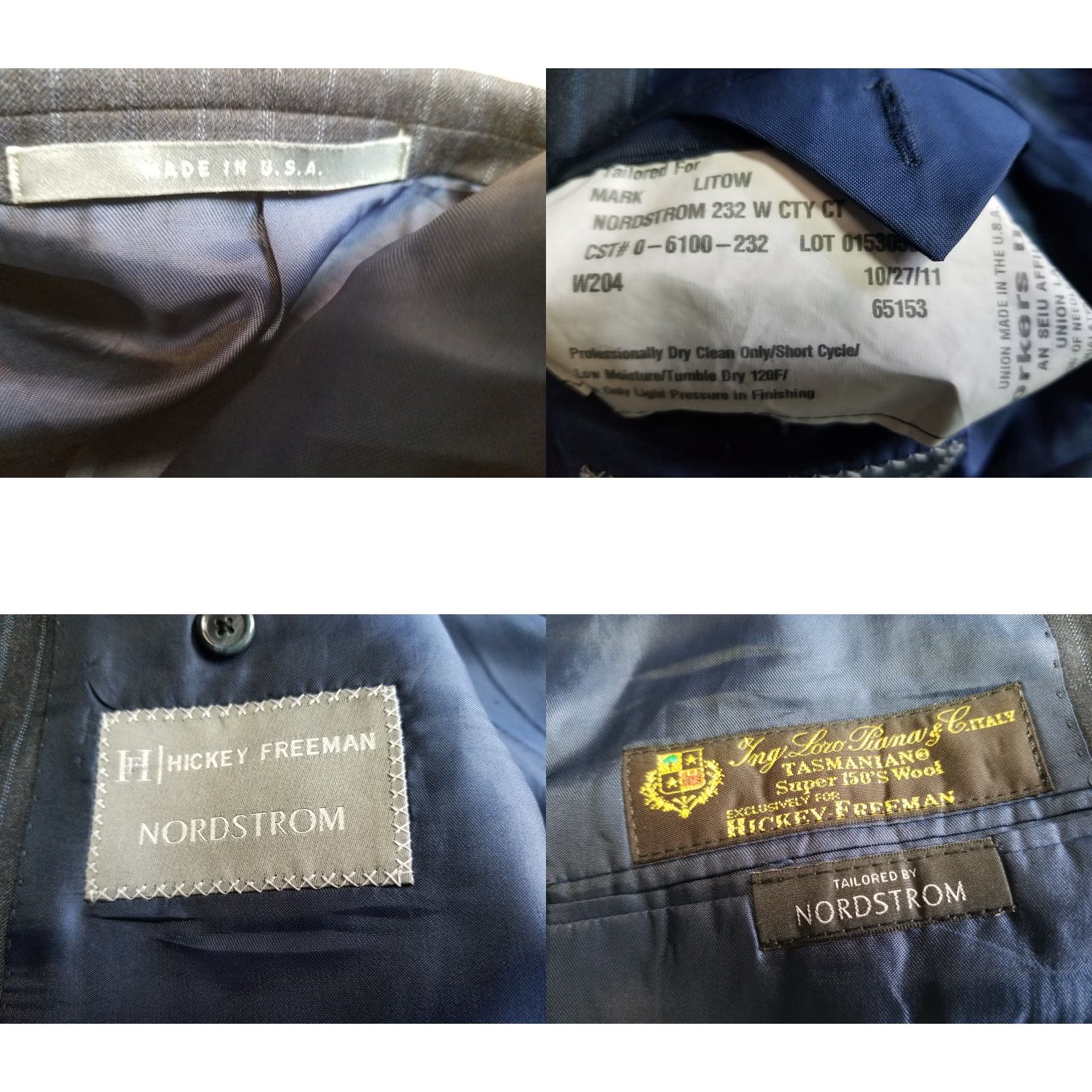 Nordstrom Hickey Freeman Blazer Wool Sport Coat Blue 48R Men Regular Jacket 2 Piece Tweed Business Size 48R - 9 Thumbnail