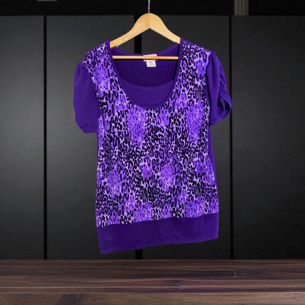 Other Xclusiv Purple Leopard Print Sz XL Women's Top Size XL / US 12-14 / IT 48-50 - 1 Thumbnail