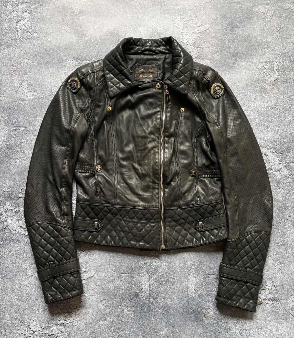 Roberto Cavalli Vintage Roberto Cavalli Avant Garde Biker Leather Jacket Size S / US 4 / IT 40 - 2 Thumbnail