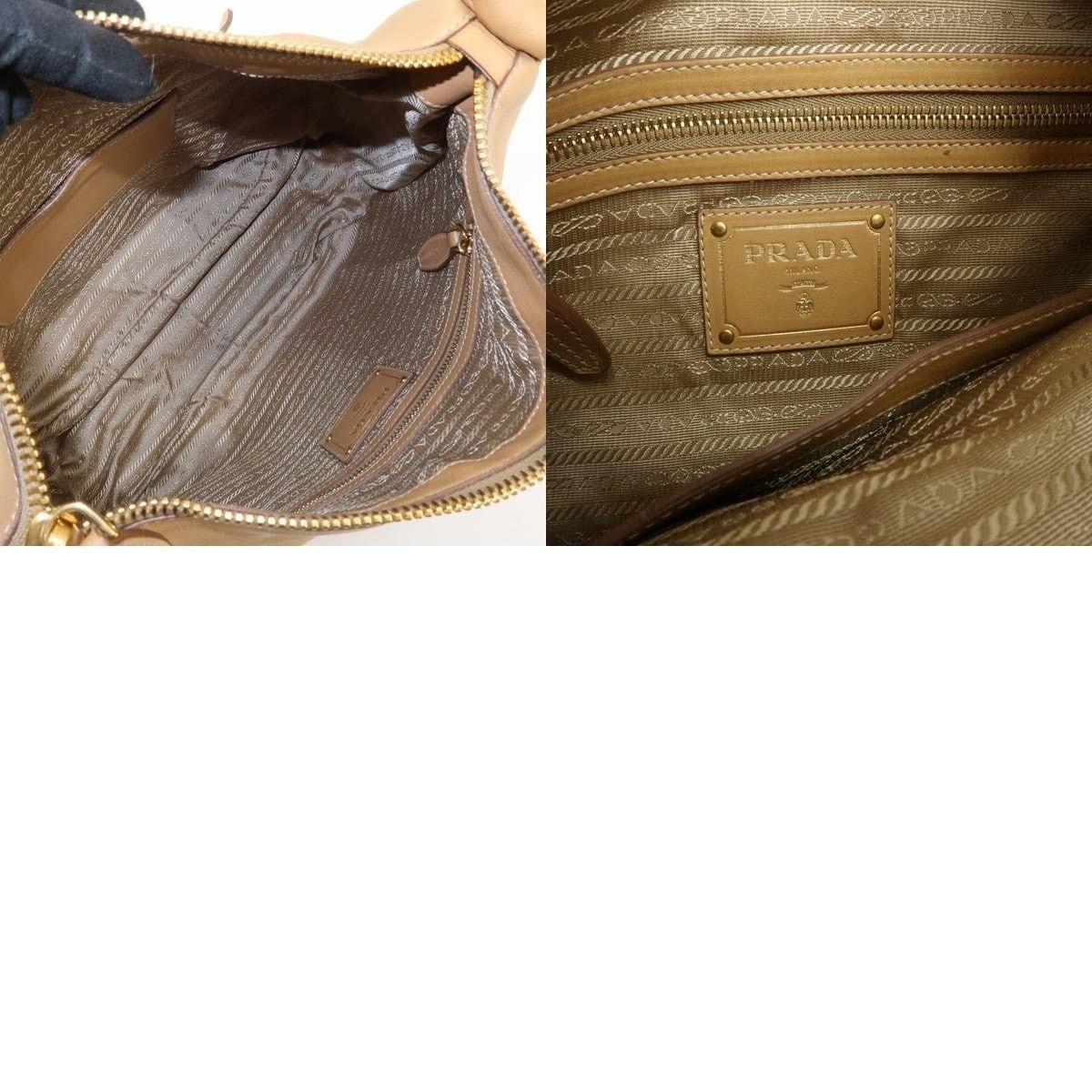 Prada Prada Leather Shoulder Bag Tan Size ONE SIZE - 8 Thumbnail