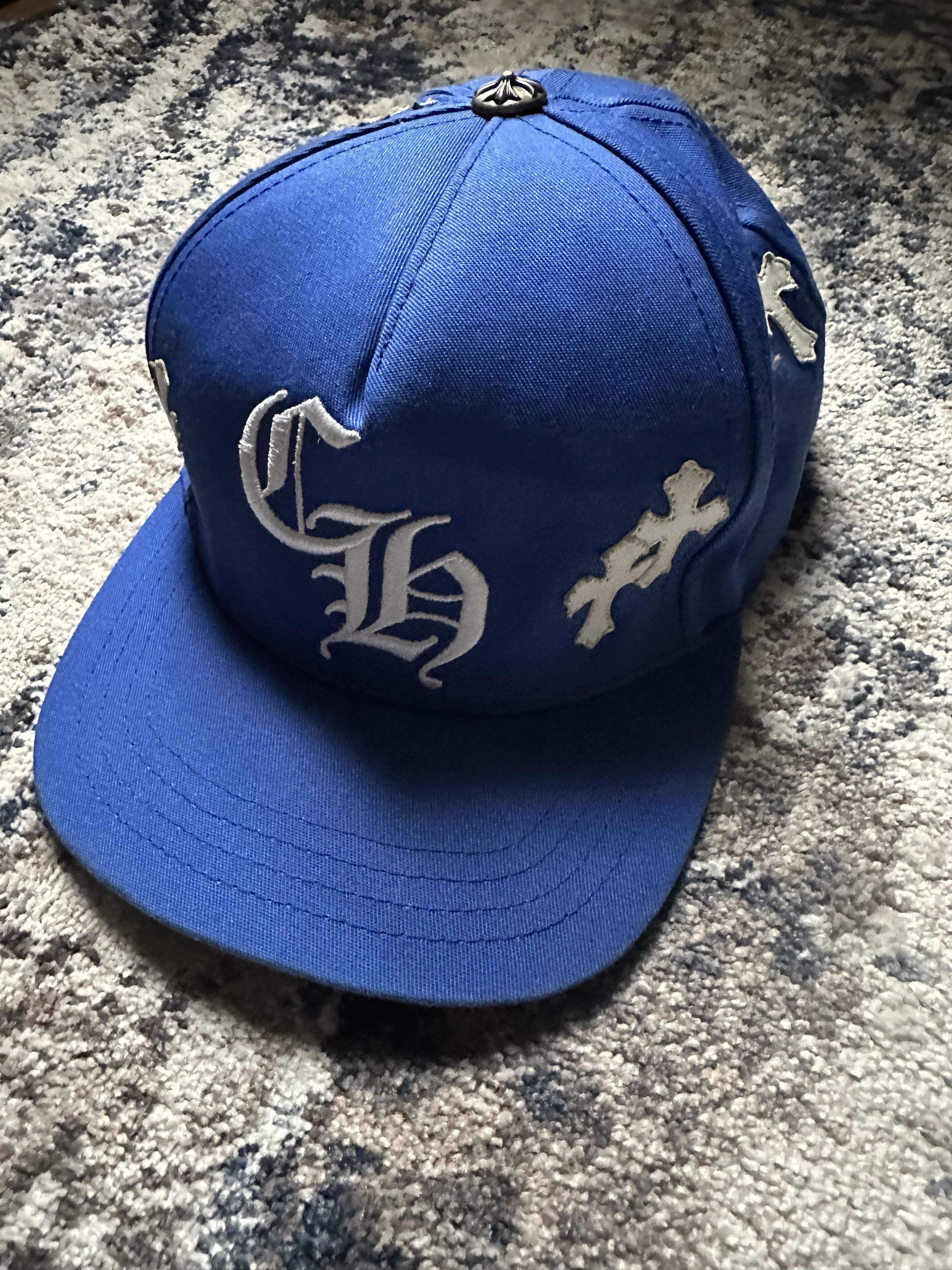 Chrome Hearts Chrome Hearts - Leather Cross Patch - Blue Baseball Hat Size ONE SIZE - 1 Thumbnail