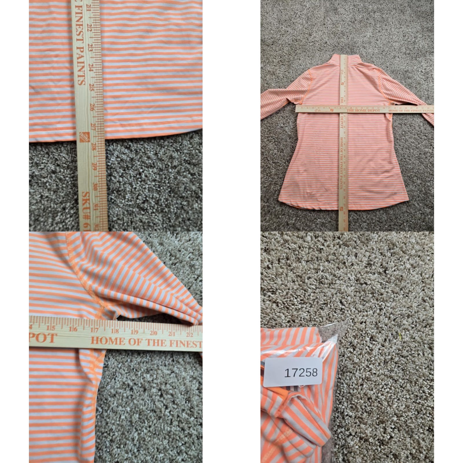 Nike Nike Dri-FIT Pullover Shirt Womens M Orange Stripe 1/4 Zip Running Top Size M / US 6-8 / IT 42-44 - 8 Thumbnail