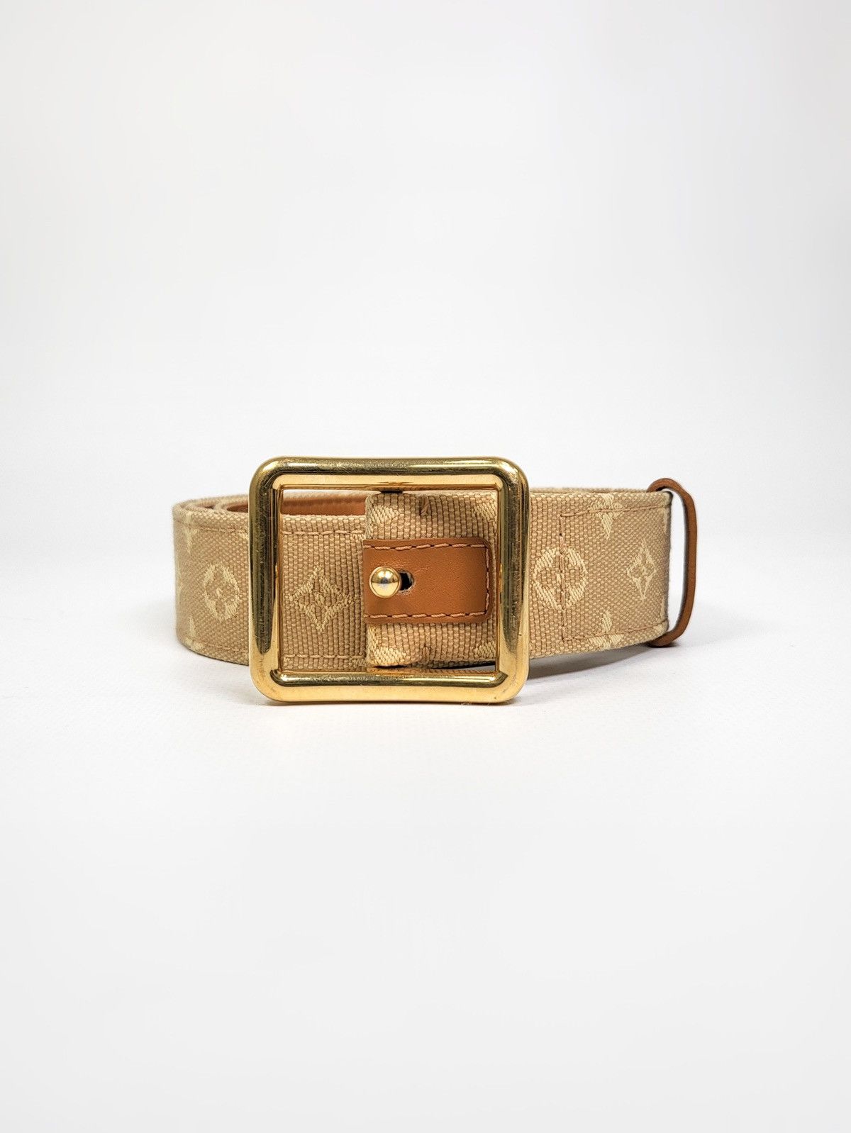 image of Louis Vuitton Beige Monogram Combined Mini Lin Belt, Men's