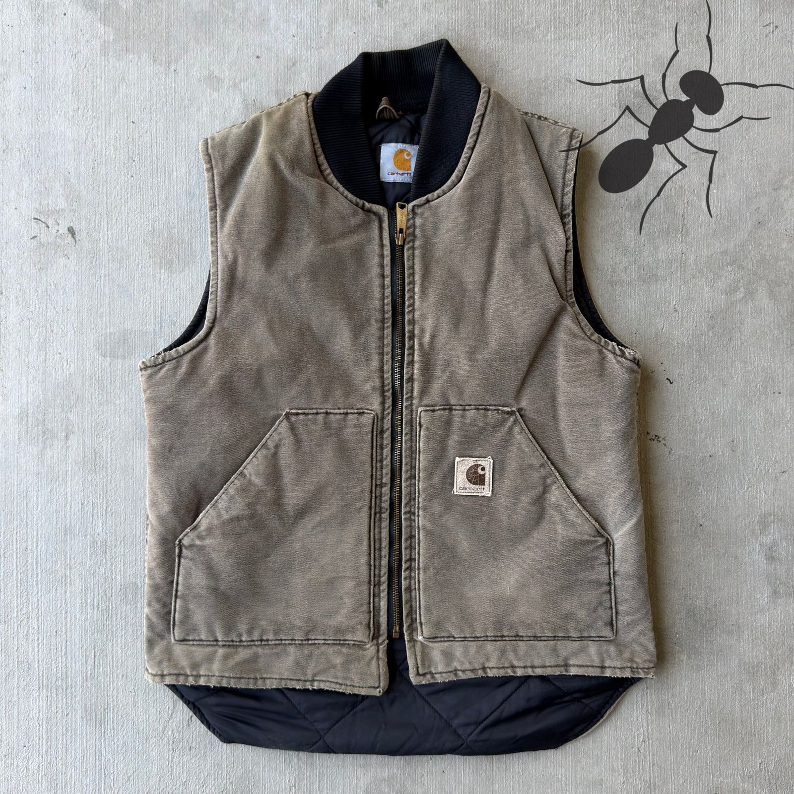 Carhartt brown quilted work wear vest