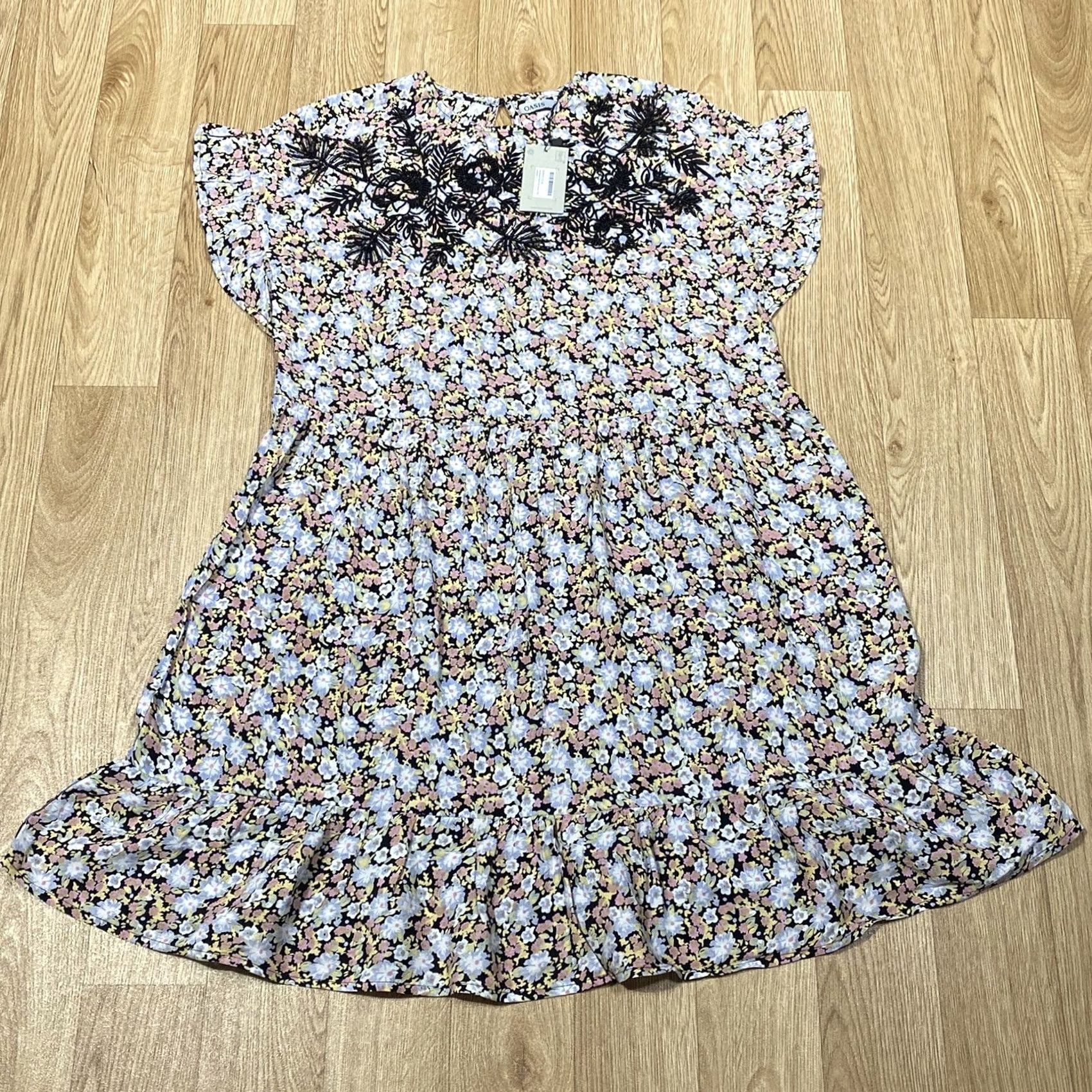 Vintage VINTAGE Oasis Smock Dress UK 12 Embellished Floral Print In Lavender Bnwt Women’s Size XL / US 12-14 / IT 48-50 - 3 Thumbnail