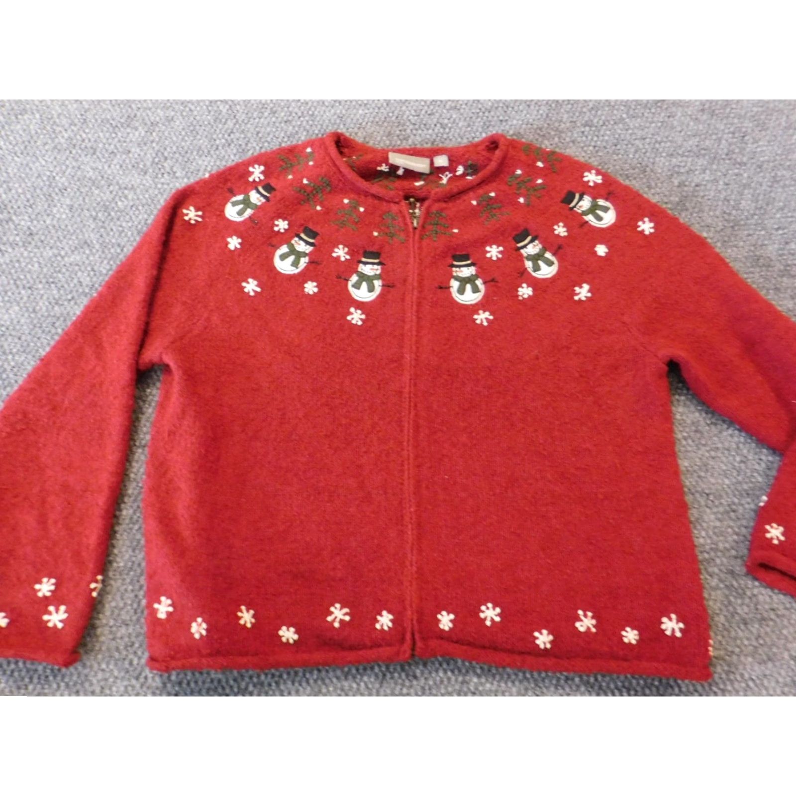 Croft & Barrow Croft & Barrow Womens Sweater Cardigan Full Zip Christmas Red Petite PL Balloon Sleeve SilК Crew Neck Wool Silk Acrylic Knit Button Vintage No Size L / US 10 / IT 46 - 2 Thumbnail