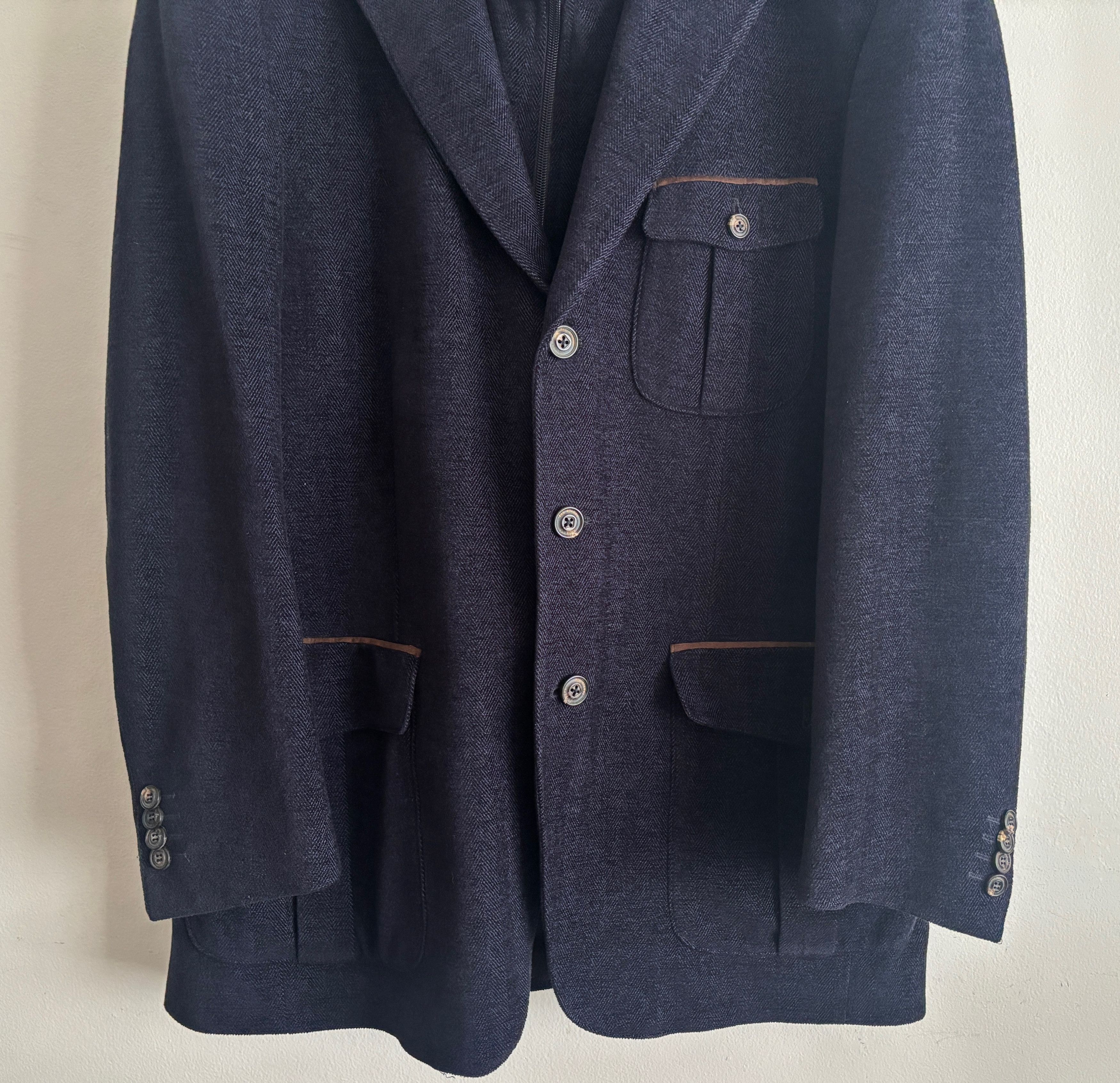 Pal Zileri $1400 Navy Herringbone Wool Hybrid Sport Coat/ Jacket - 44 Size 44R - 5 Thumbnail