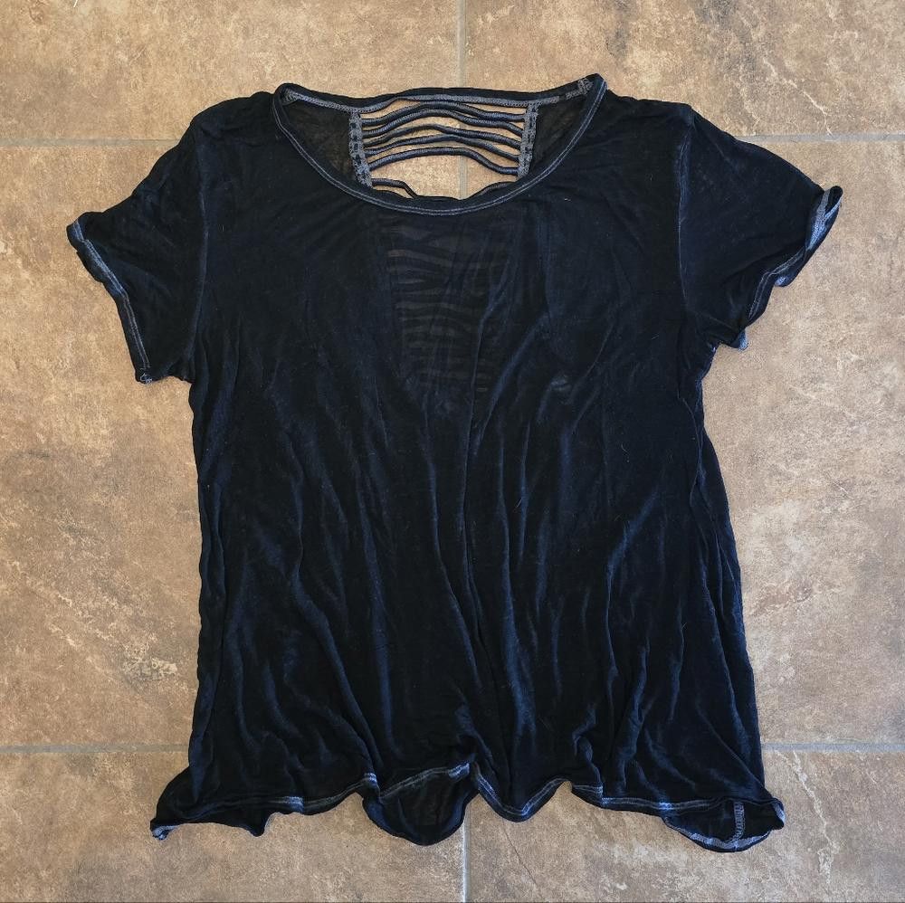 Designer Black Washed Back Vented Short Sleeve Size M / US 6-8 / IT 42-44 - 1 Thumbnail