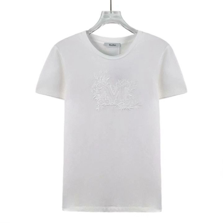 Max Mara Maxmara White Logo Embroidered Cotton T-Shirt Size S / US 4 / IT 40 - 1 Thumbnail