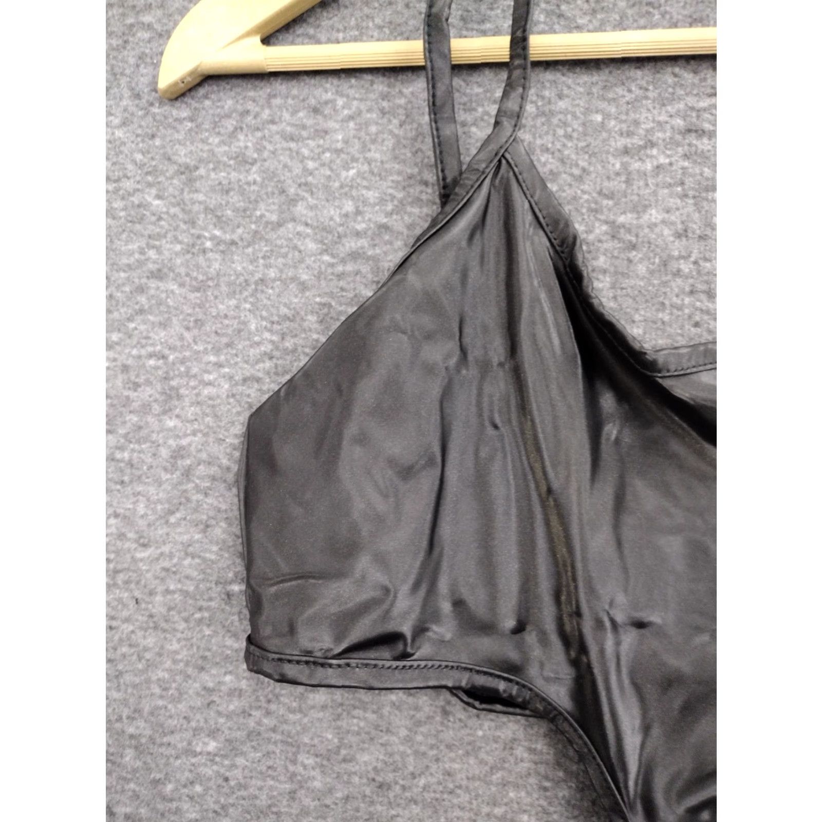 Vintage Codigo Women's One Piece Black Faux Leather Cut Out Sides Swimsuit Size L Size ONE SIZE - 7 Thumbnail
