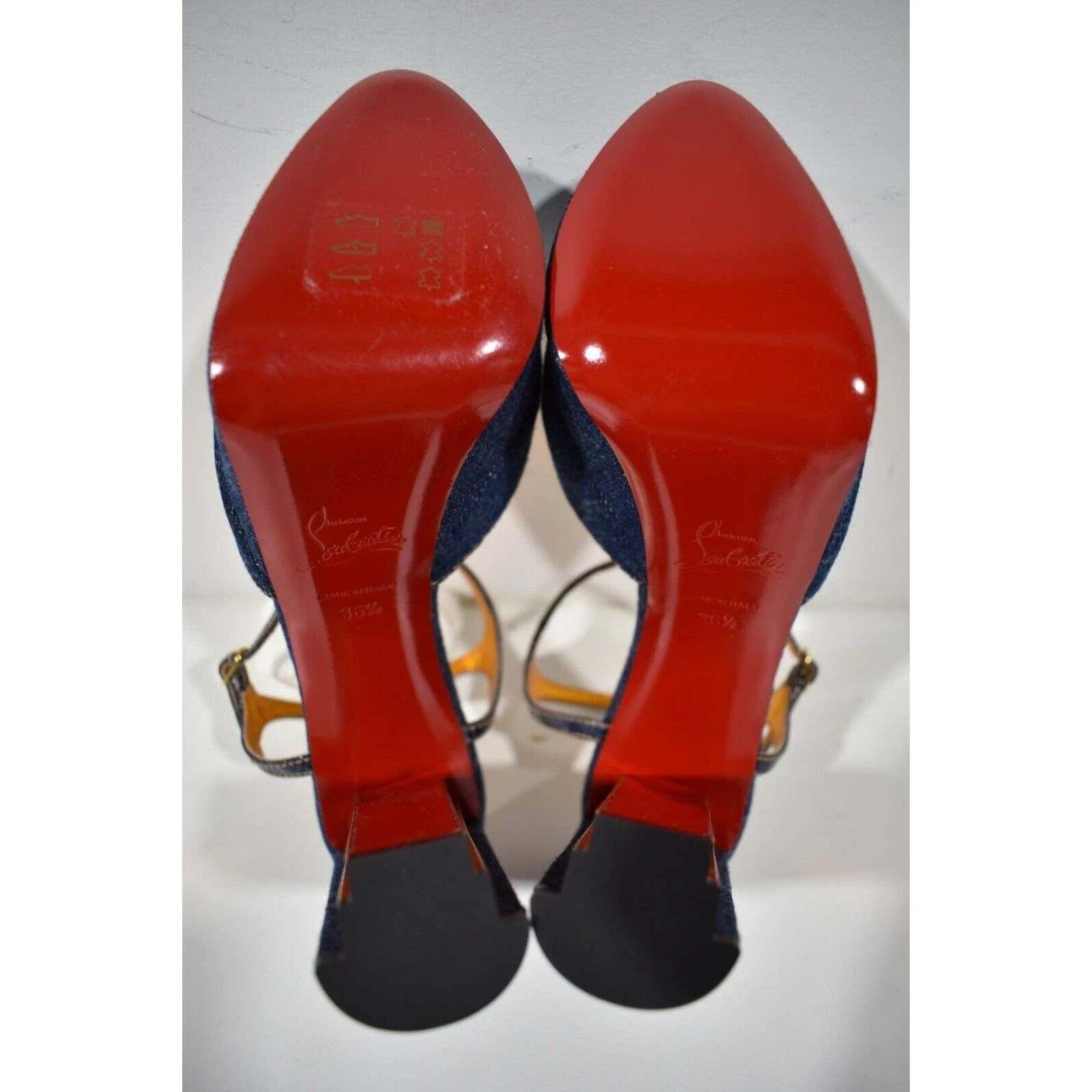 Christian Louboutin Coluna Pump 130 Denim Blue Ankle Strap Platform Heel 36.5 Size US 6.5 / IT 36.5 - 12 Thumbnail