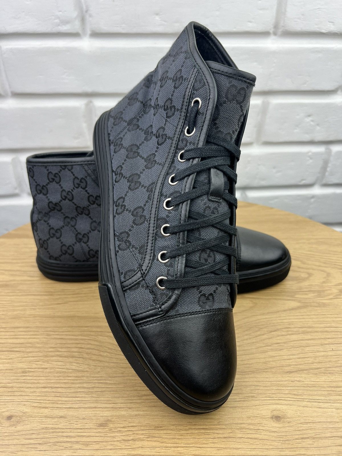 Gucci GUCCI Sneakers Hi Top Leather Shoes BROOKLYN GG Monogram Size US 7.5 / EU 40-41 - 2 Thumbnail