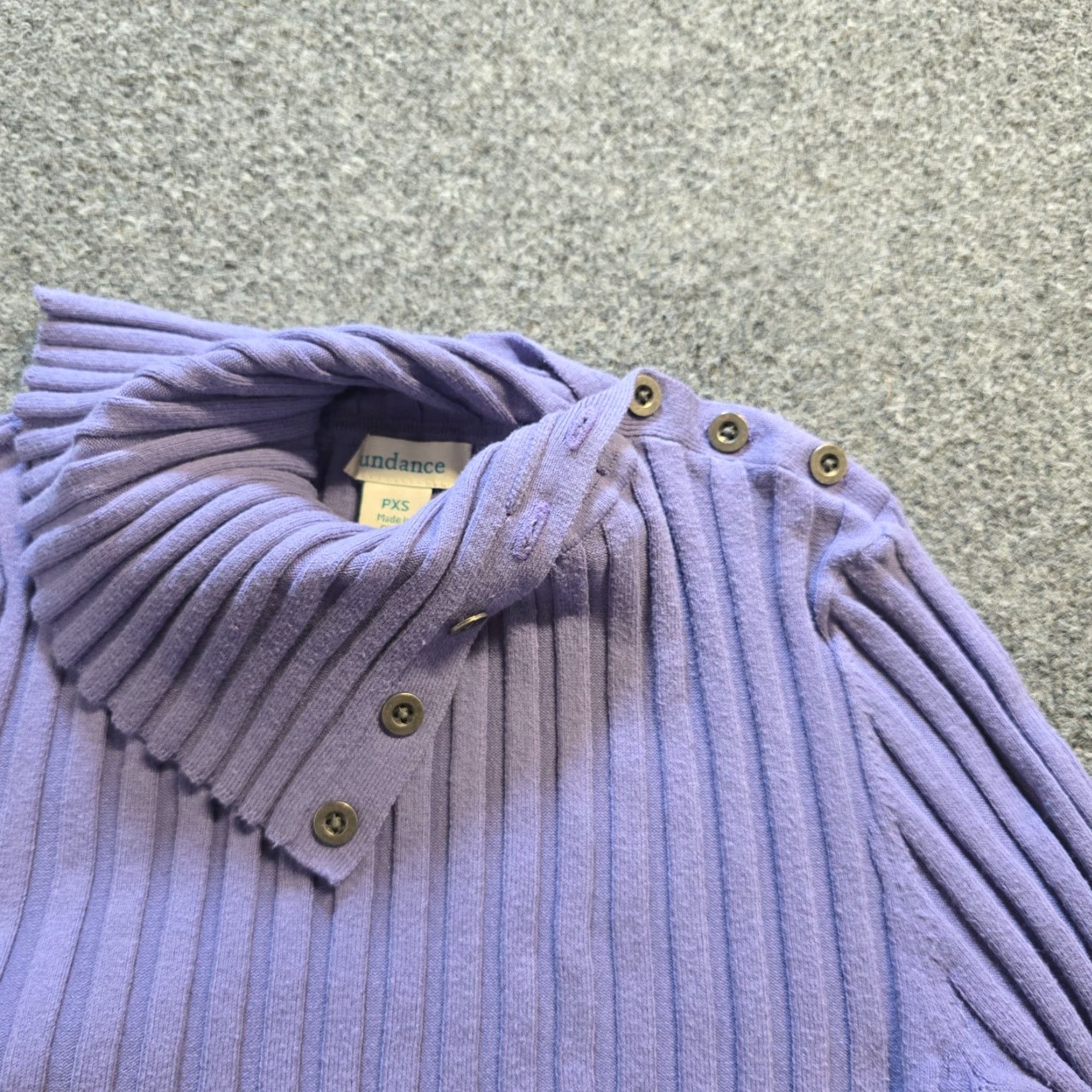 Vintage Sundance Top Womens XS Petite Purple Ribbed Knit Turtleneck Stretch Casual Shirt Size XS / US 0-2 / IT 36-38 - 3 Thumbnail