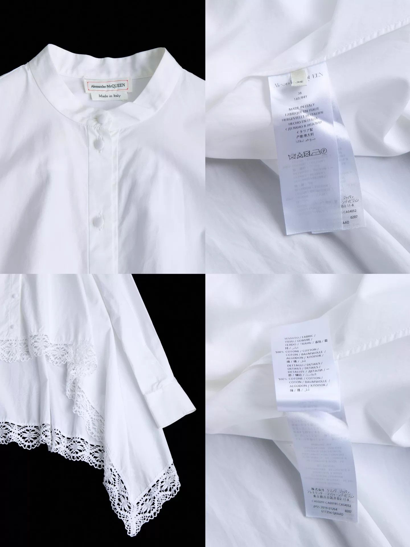 Alexander McQueen Alexander McQueen 2019SS White Cotton Lace Cape Shirt 38 Size XS / US 0-2 / IT 36-38 - 9 Thumbnail