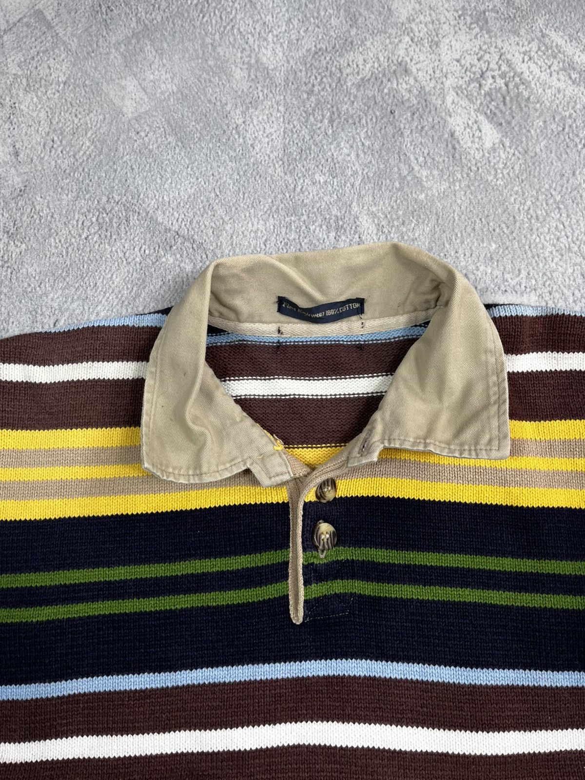 Japanese Brand × Vintage Vintage Y2K striped knitted 1/4 polo rugby sweater S Size US S / EU 44-46 / 1 - 5 Thumbnail