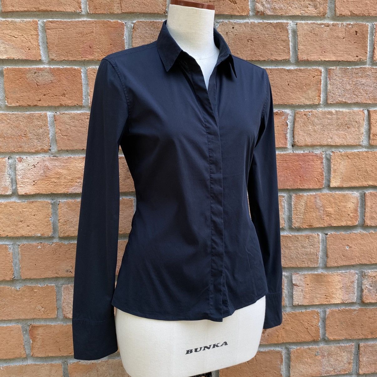 Jil Sander Jil Sander Black Fitted Long-Sleeve Stretch Shirt Size XS / US 0-2 / IT 36-38 - 3 Thumbnail