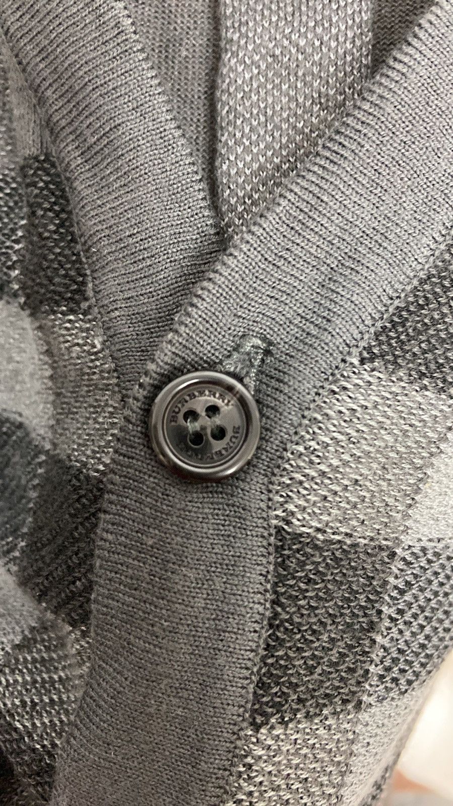 Burberry Burberry London Men’s Grey Check Cardigan Cotton/Silk Blend Size US L / EU 52-54 / 3 - 4 Thumbnail