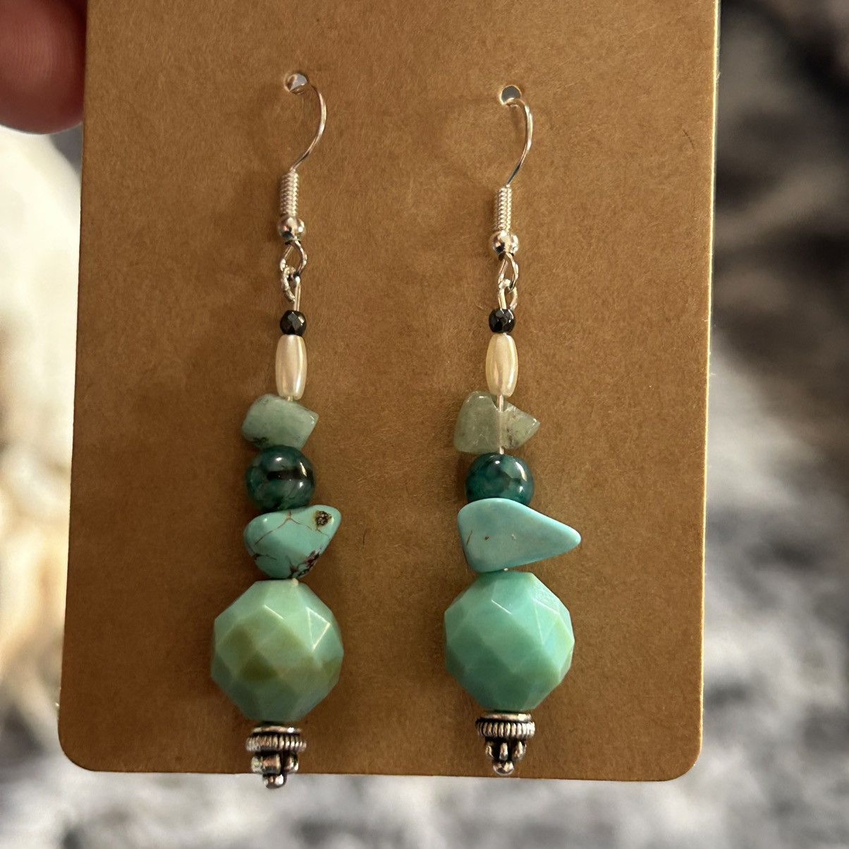 Handmade Handcrafted elegant genuine stone aventurine earrings Size ONE SIZE - 2 Thumbnail