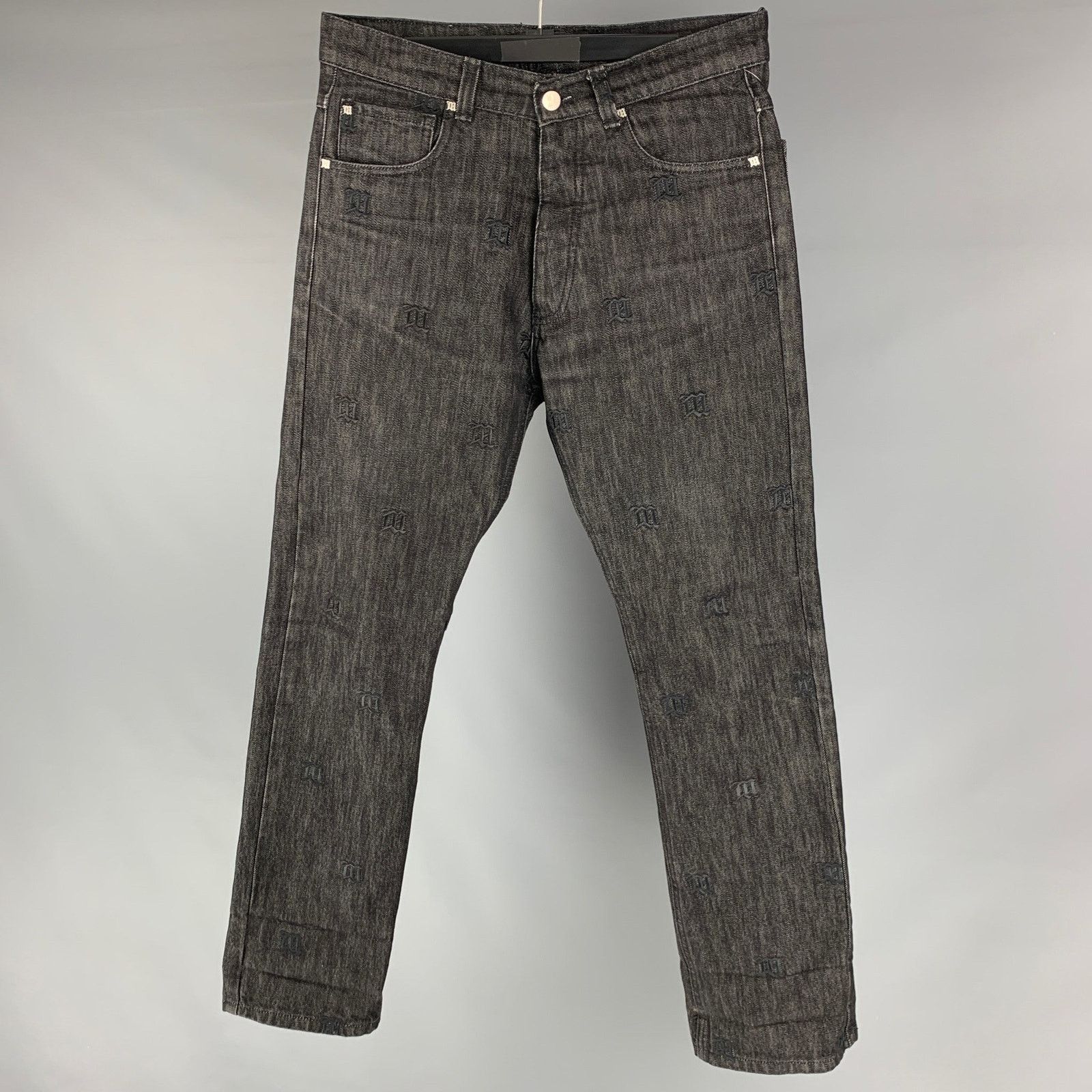 Misbhv MISBHV Size 29 Black Embroidery Cotton Button Fly Jeans Size US 29 - 1 Thumbnail