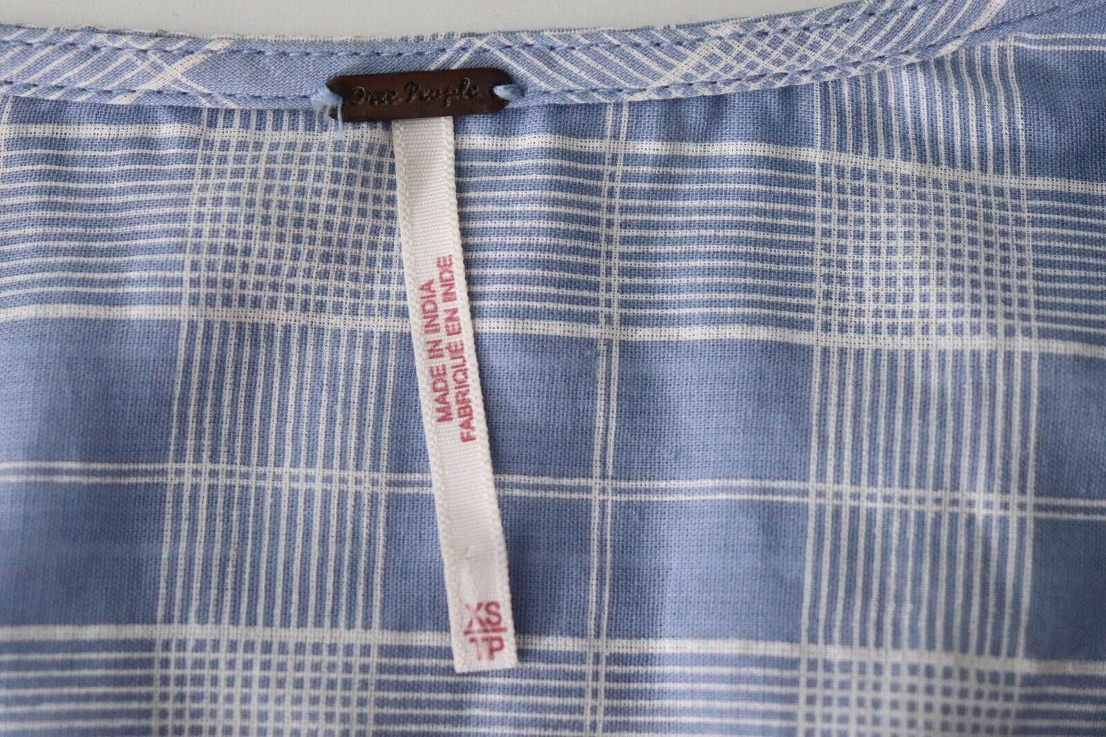 Free People Free People Women XS Blue Out of Time Tunic Blouse Plaid Top Size XS / US 0-2 / IT 36-38 - 4 Thumbnail