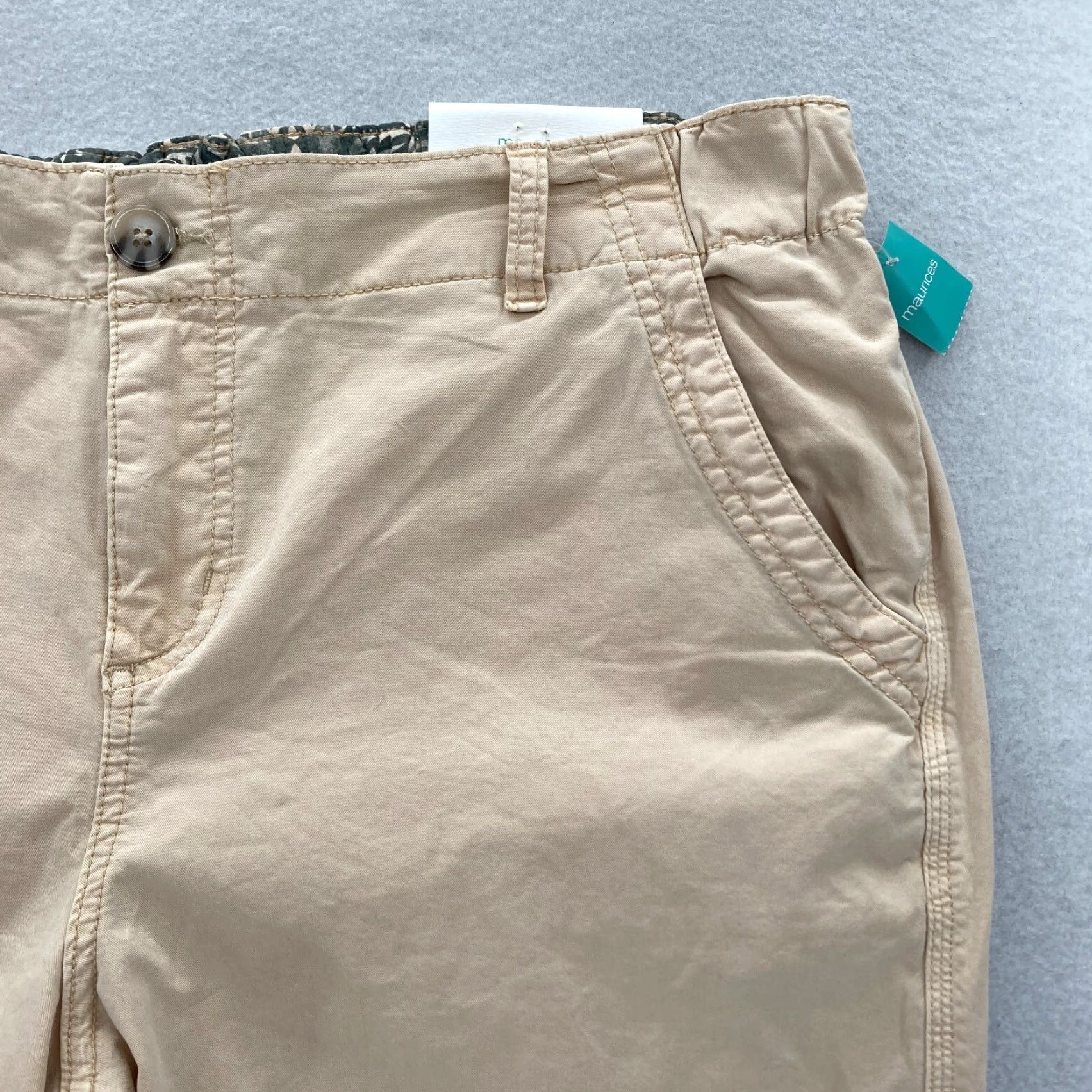 Vintage Maurices Chino Pants Women's Large Beige Stretch Lyocell Straight Leg NWT Size 36" / US 14 / IT 50 - 3 Thumbnail