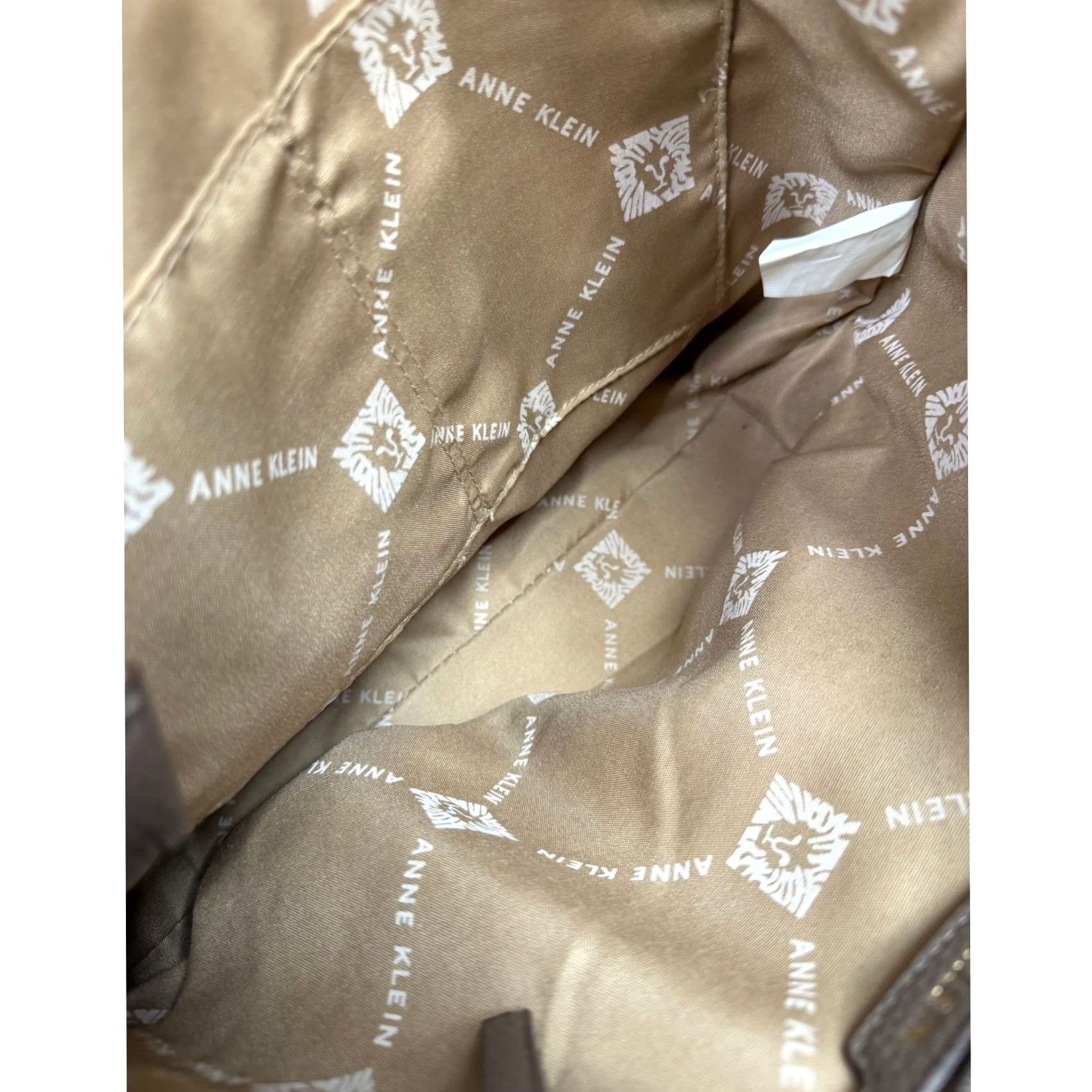Anne Klein Anne Klein Crossbody Tote Bag Womens Taupe Brown Monogram Lion Head Pouch OS Size ONE SIZE - 7 Thumbnail