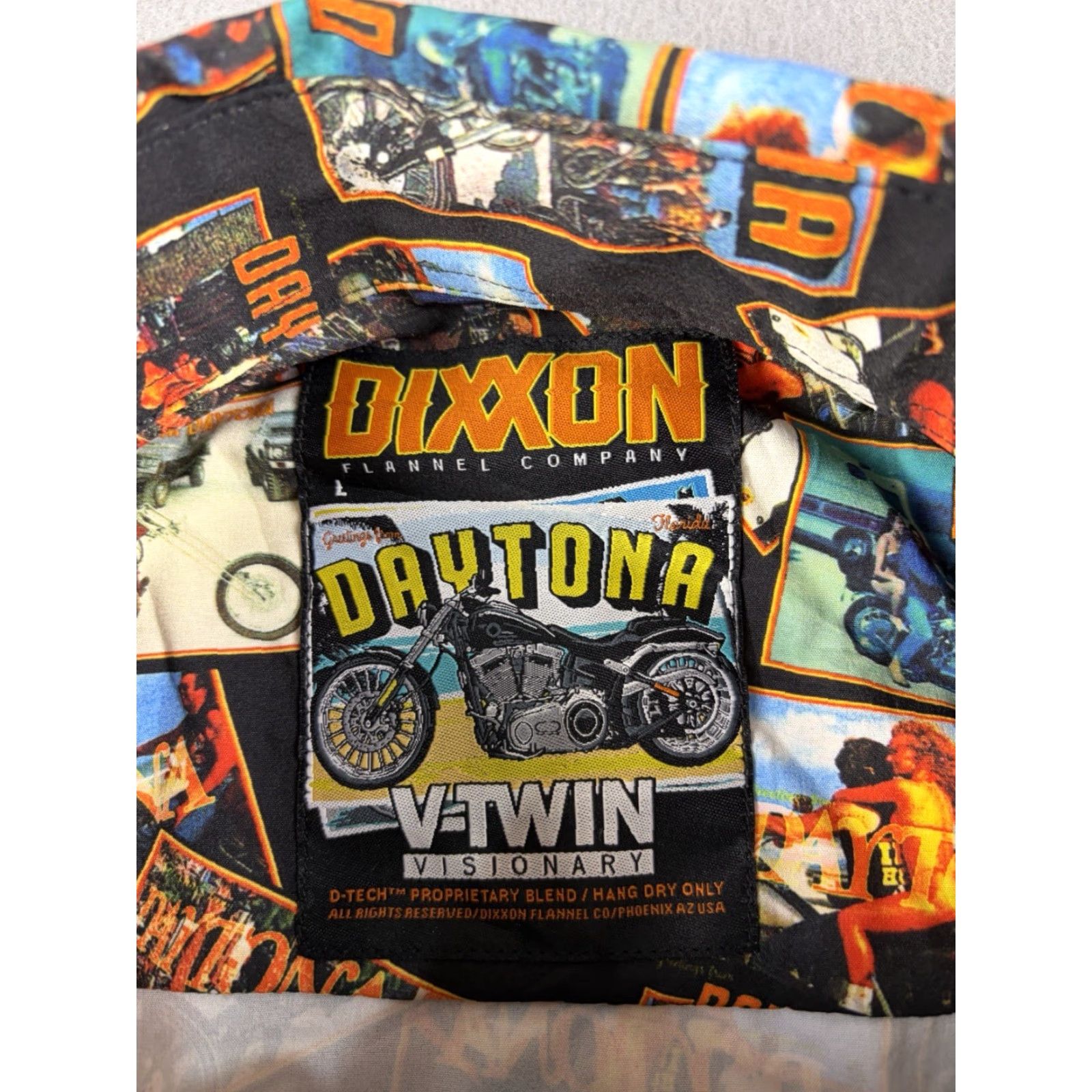 Vintage Dixxon Shirt Mens Large Black Orange Daytona V Twin Visionary Party Performance Size US L / EU 52-54 / 3 - 3 Thumbnail
