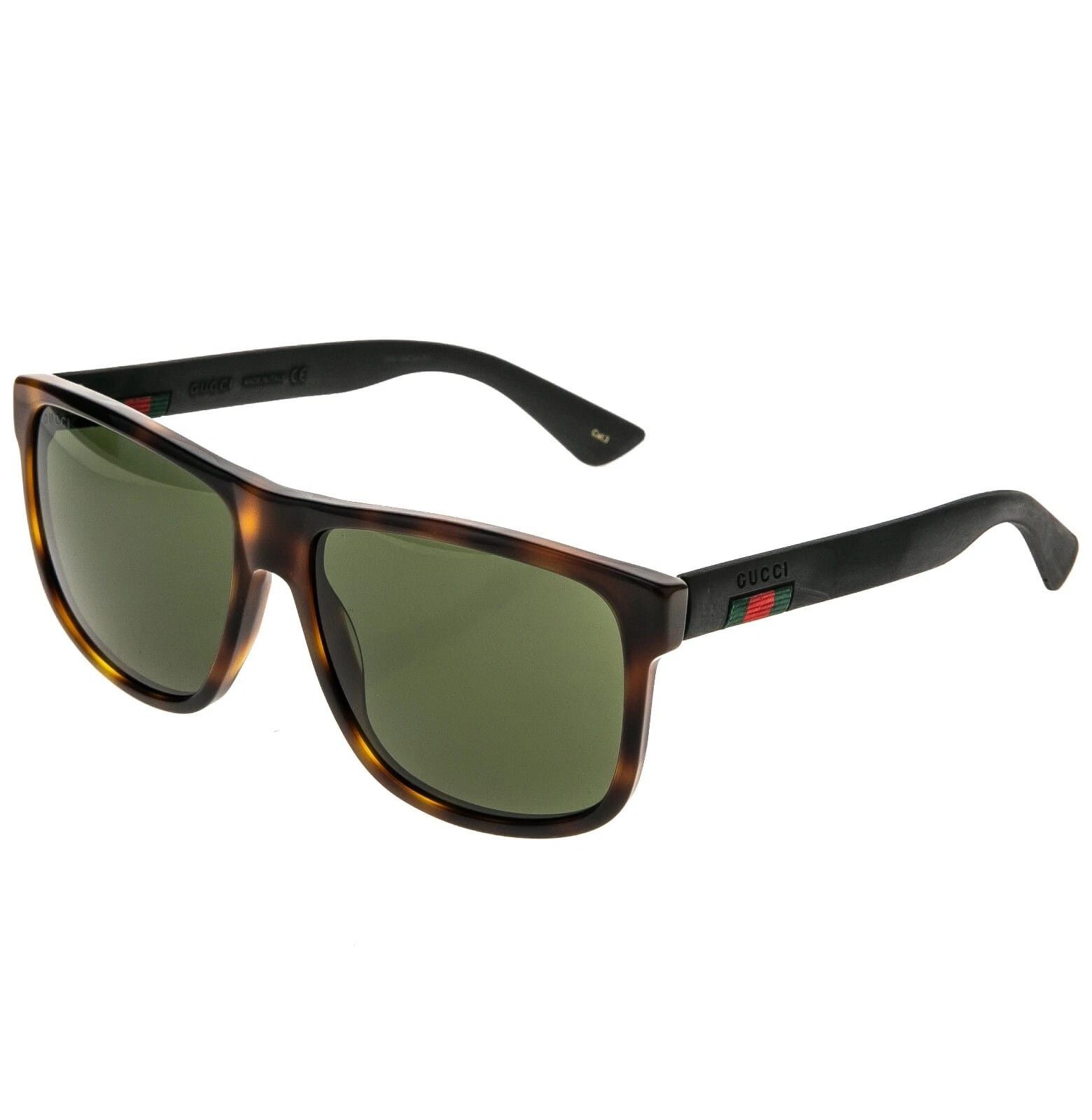 Gucci GUCCI GG0010S STRIPE 0010 Black Rubber Square Sunglasses Size ONE SIZE - 9 Thumbnail