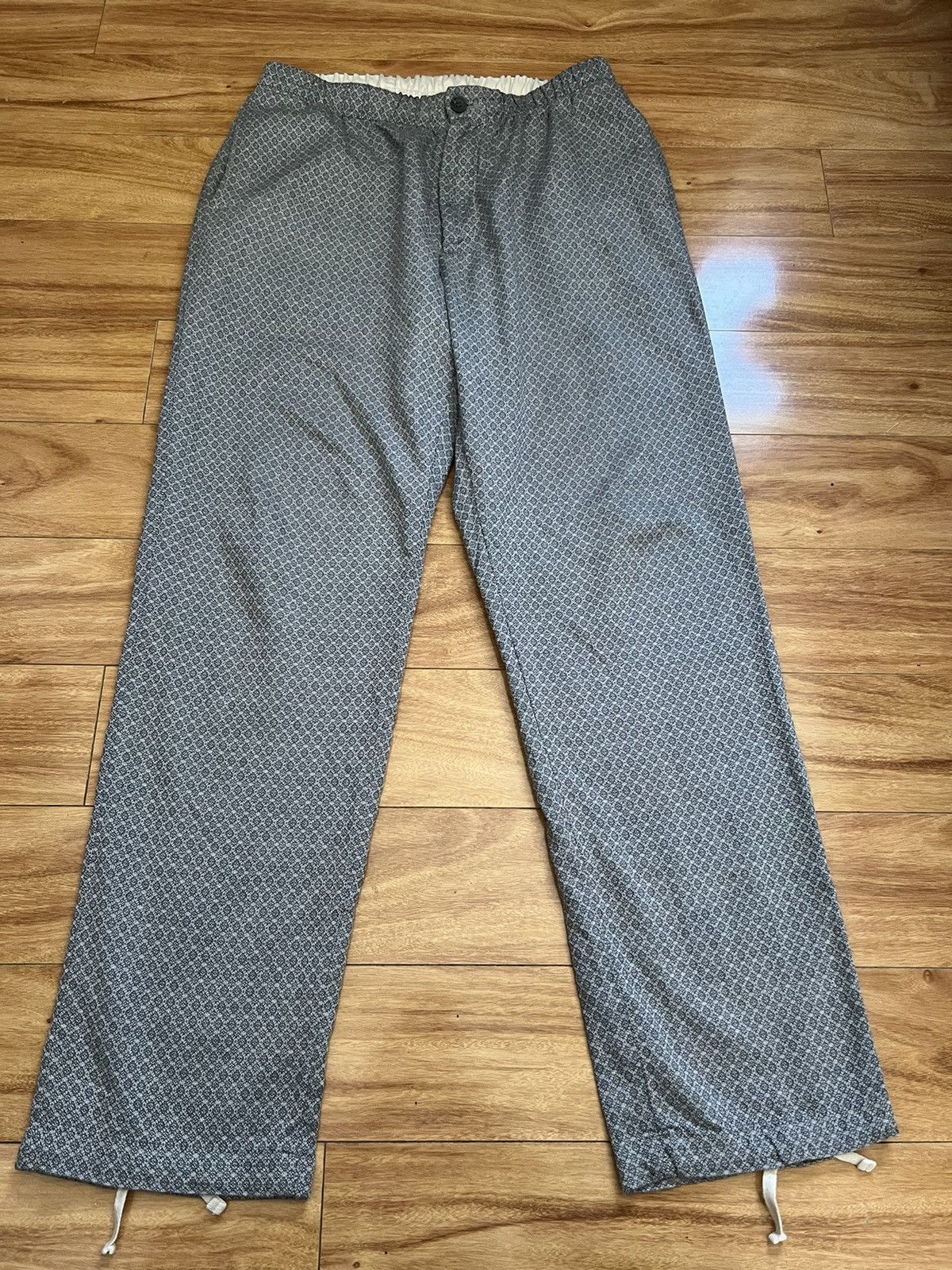 image of Engineered Garments Cotton Pants Elastic Waist Diamond Print in Grey, Men's (Size 34)