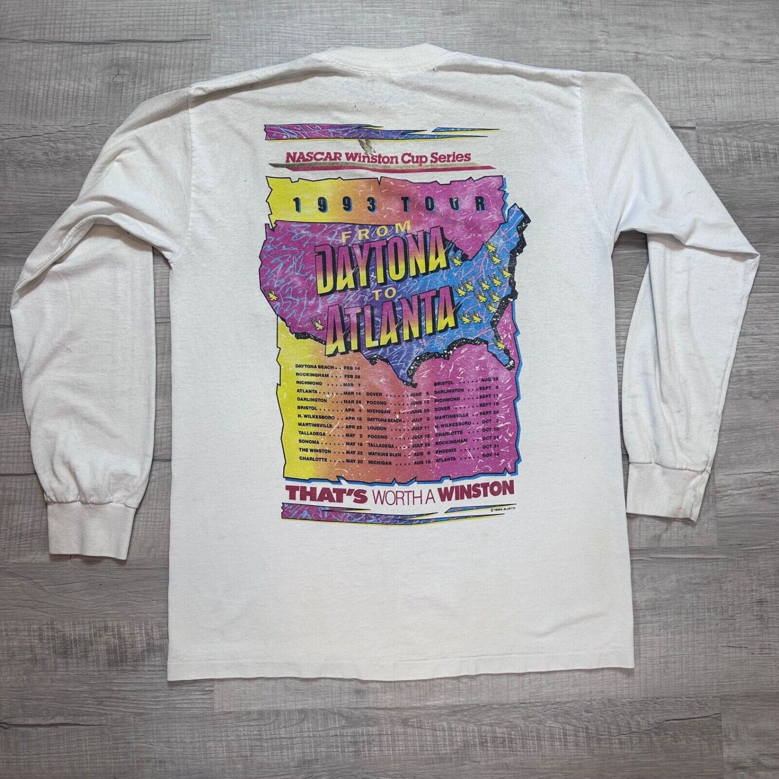 NASCAR × Vintage Vintage 1993 NASCAR Winston Cup Long Sleeve Pocket T-Shirt Size US L / EU 52-54 / 3 - 7 Thumbnail