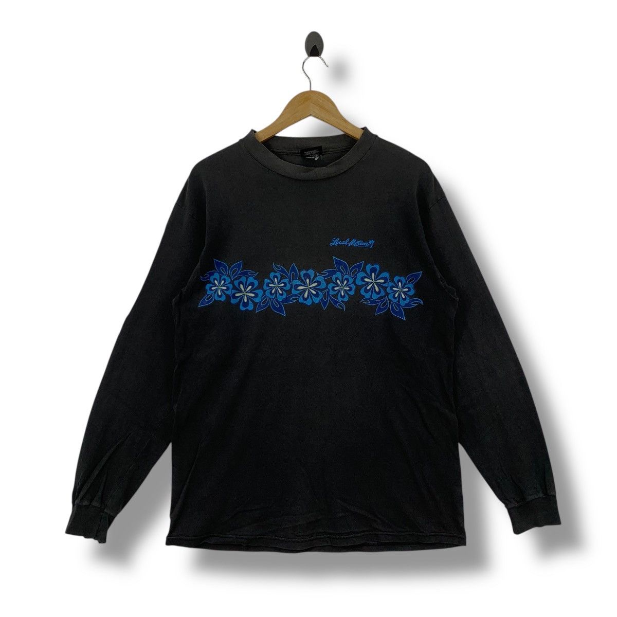 Vintage 90's LOCAL MOTION Floral Distressed Longsleeve Tee