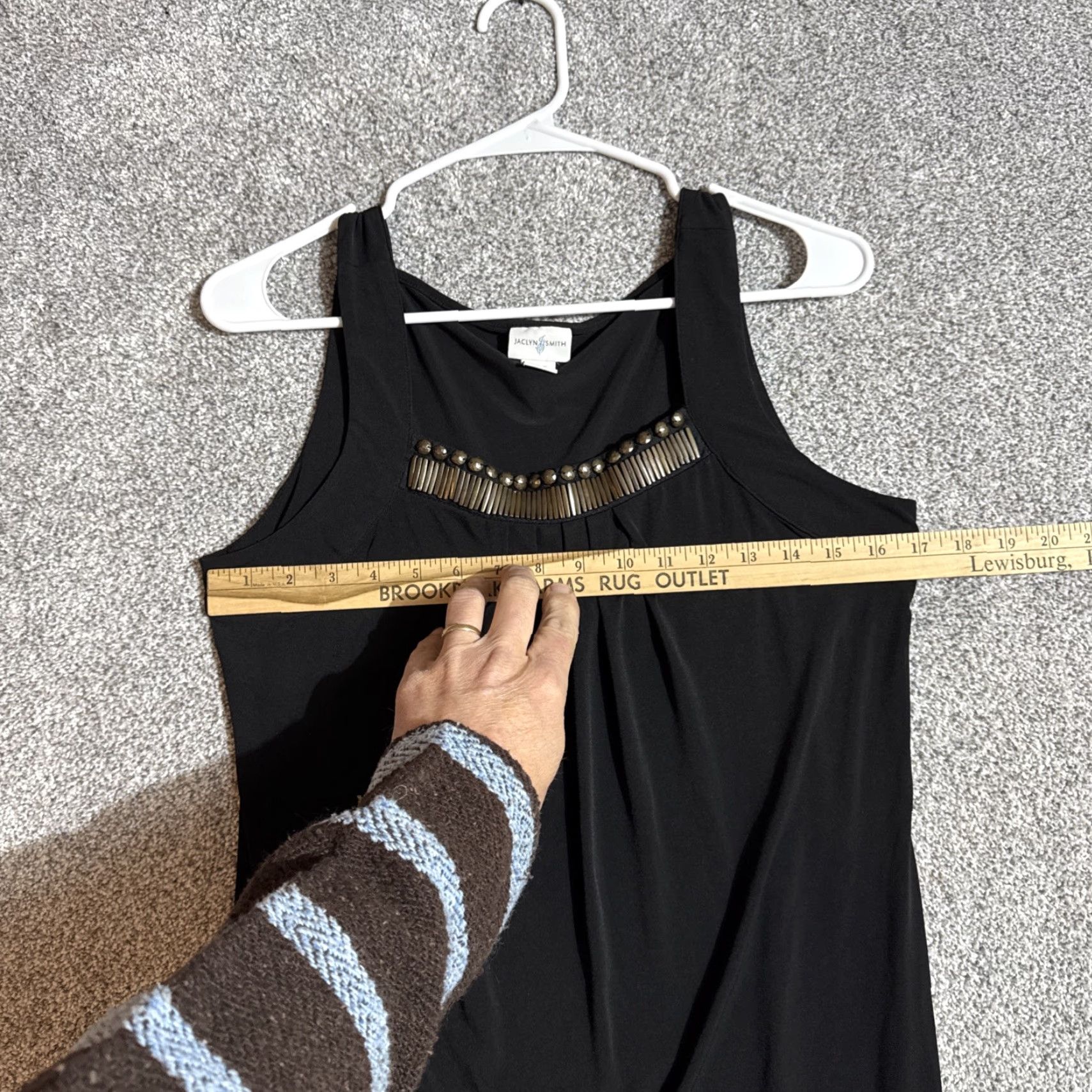 Vintage Jaclyn Smith Beaded Embellished Dress Sleeveless Black Knee Length A-Line Bodycon Size S Women's Evening Party Cocktail Vintage No N/A Size S / US 4 / IT 40 - 2 Thumbnail