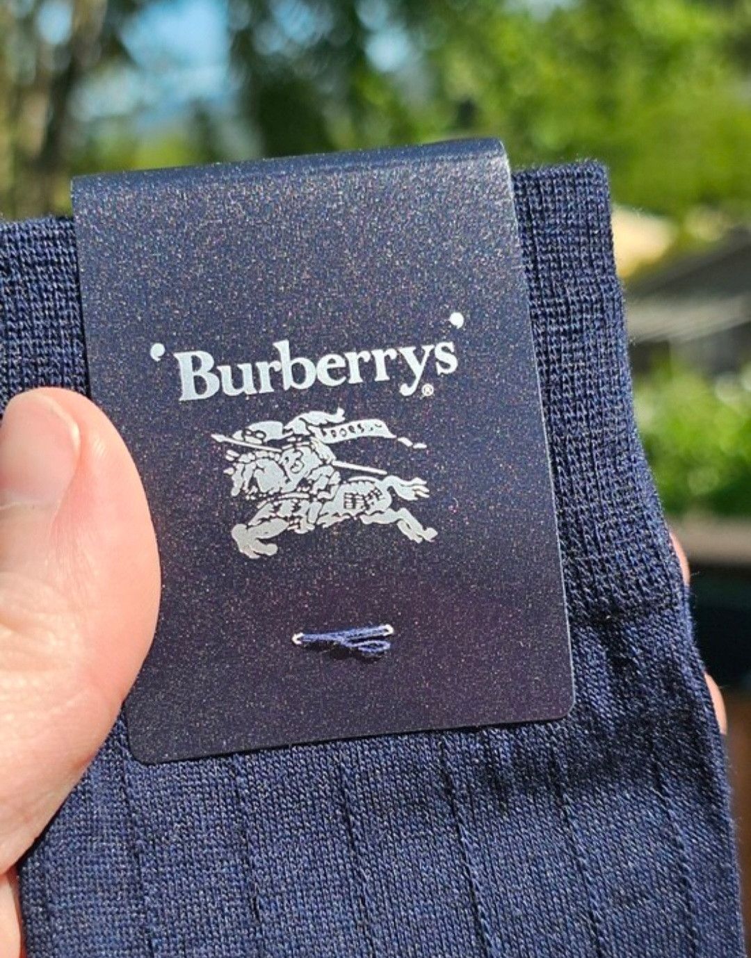 Burberry Vintage Burberrys Ribbed Dress Sock - DEADSTOCK - Navy Size ONE SIZE - 4 Thumbnail
