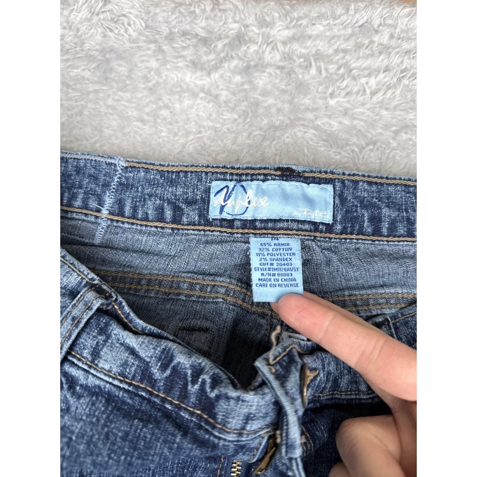Denime Duplex Jeans Womens 14 Blue Bootcut Mid Rise Denim Embroidered Studded 31x31 Jeans Women's Blue Bootcut 31 Inseam Casual Everyday Denim Size 36" / US 14 / IT 50 - 6 Thumbnail