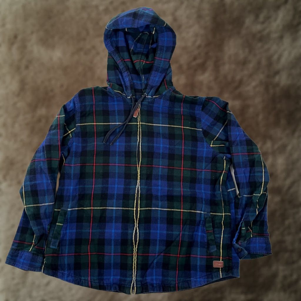 Vintage VINTAGE L.L. Bean Jacket Mens XL Blue Plaid Flannel Hooded Full Zip Lightweight Size US XL / EU 56 / 4 - 1 Thumbnail