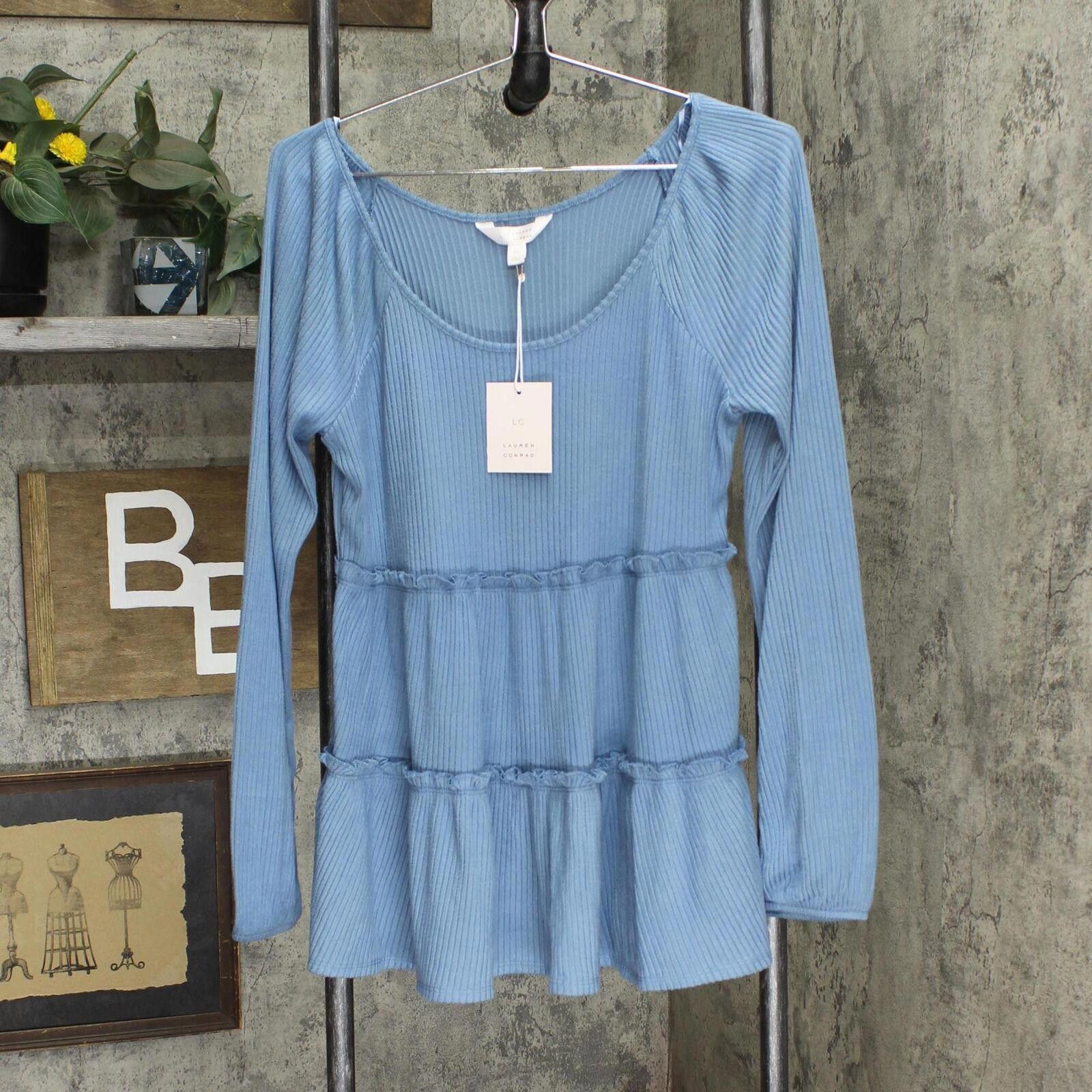 Designer NWT Lc Lauren Conrad Tunic Blouse WL24K000RS M Scrub Blue Size M / US 6-8 / IT 42-44 - 1 Thumbnail