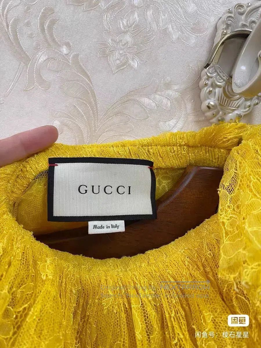 Gucci Gucci Yellow Lace Runway Shirt. Size M / US 6-8 / IT 42-44 - 3 Thumbnail
