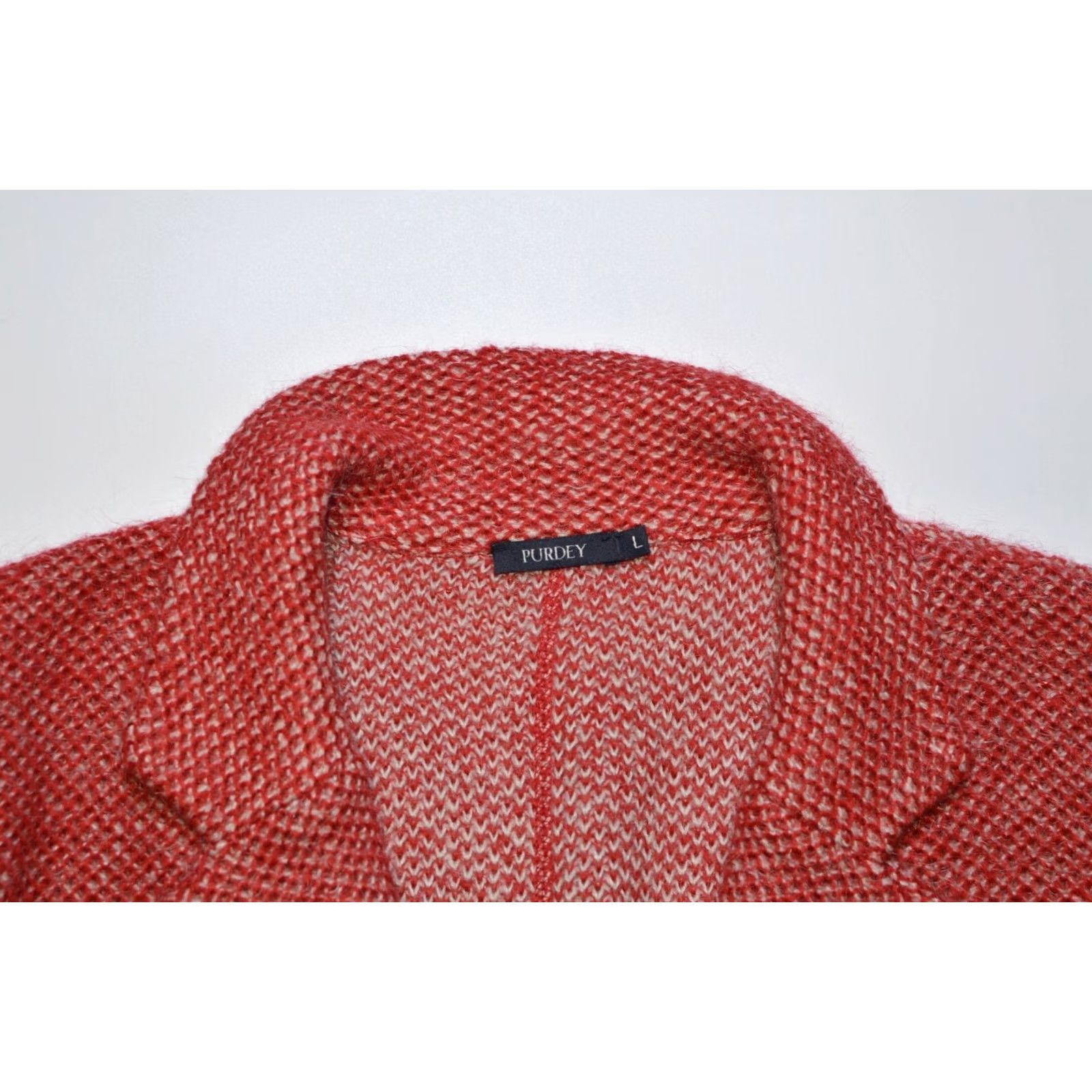 Vintage Wmns Purdey Cardigan Sweater, Red, Size L, Acrylic Mohair, CP2072, Regular, Womens Size L / US 10 / IT 46 - 4 Thumbnail