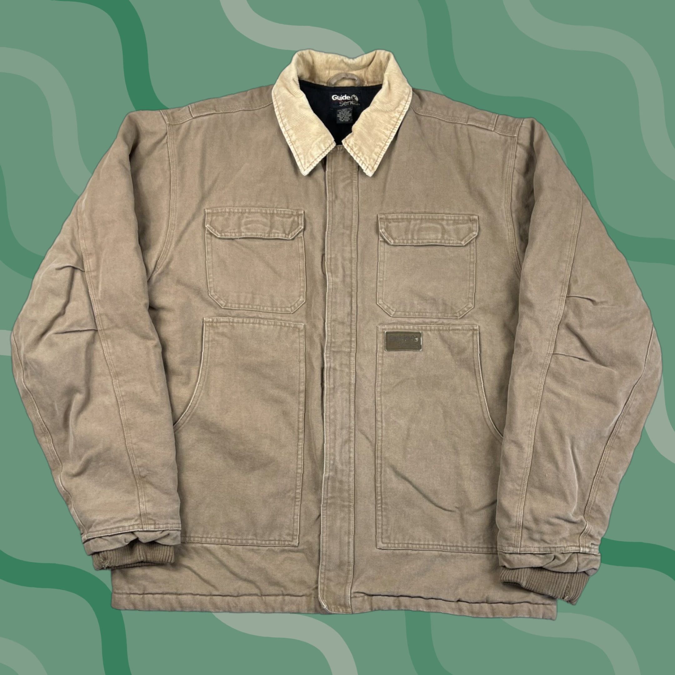 Vintage VINTAGE Guide Series Jacket Coat Lined Quilted Cotton Blend Canvas Zip Heavy Pockets Brown LT Mens Big & Tall Overcoat Standard Zip Size US L / EU 52-54 / 3 - 1 Thumbnail