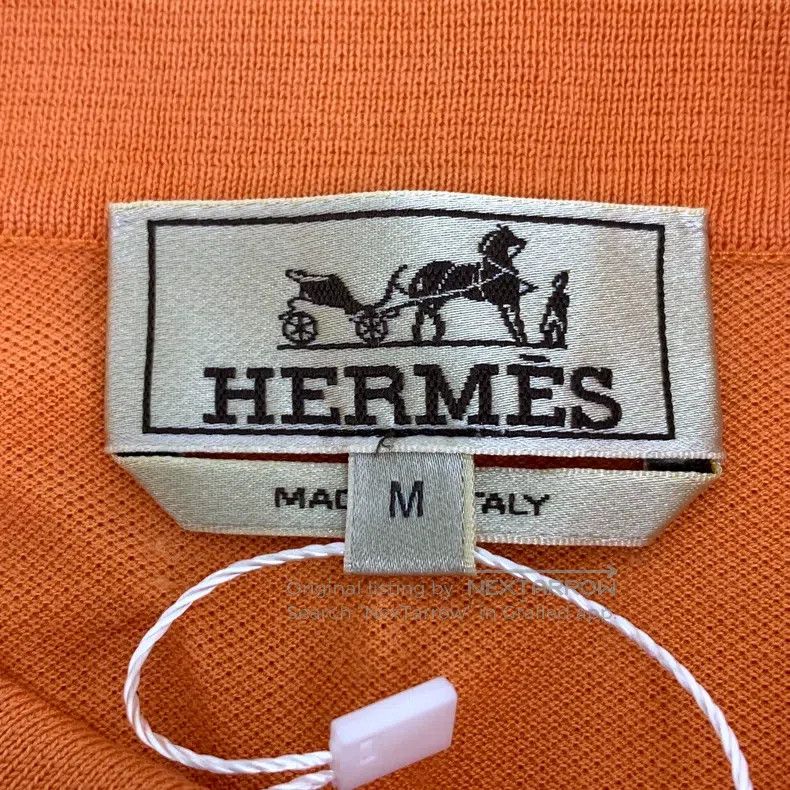 Hermes Hermes Orange Cotton Collared Short-Sleeve Polo Shirt Size US M / EU 48-50 / 2 - 5 Thumbnail