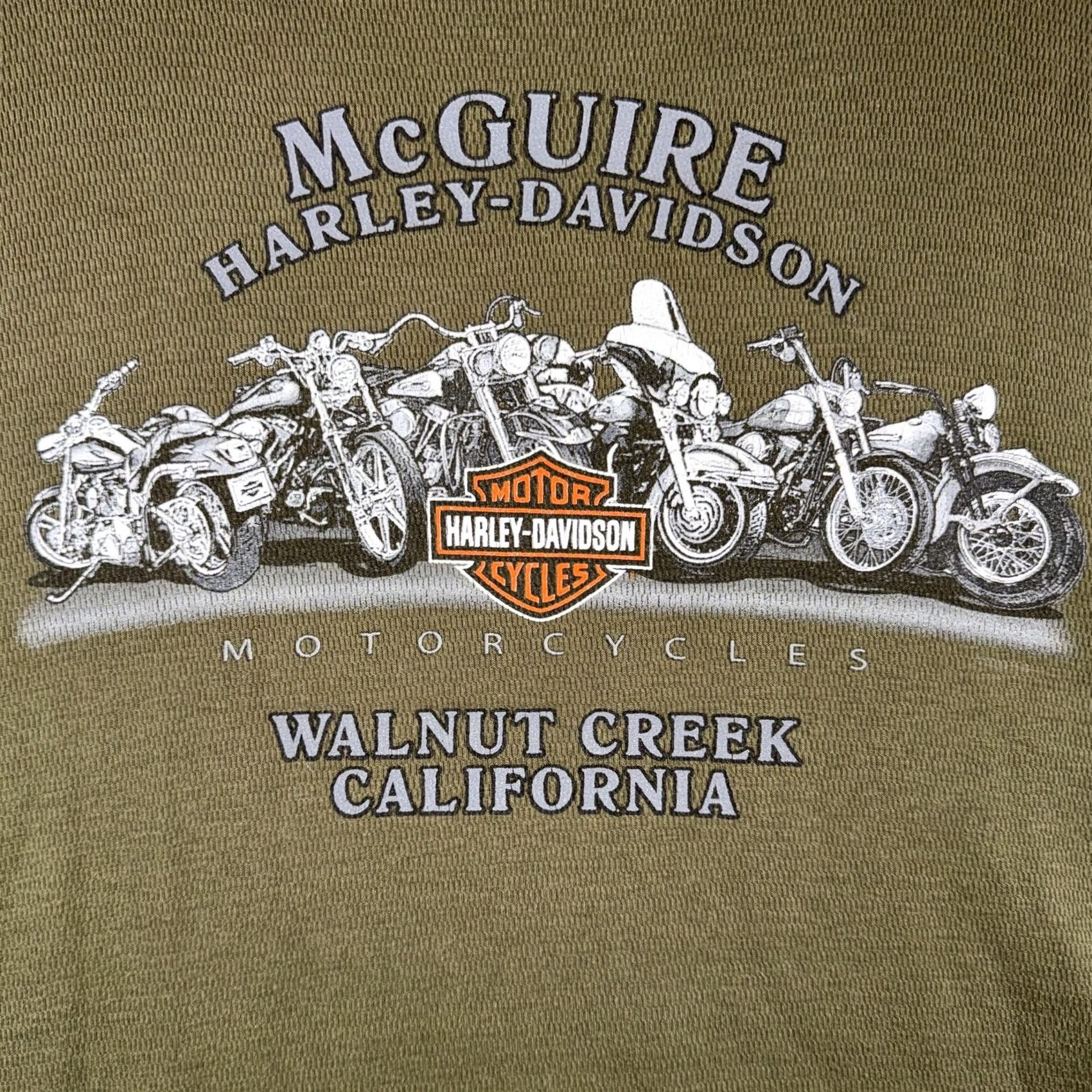 Harley Davidson Harley-Davidson Long Sleeve T-Shirt Olive Green 2XL Vintage Crew Neck Logo Graphic Print Mens Size US XXL / EU 58 / 5 - 6 Thumbnail