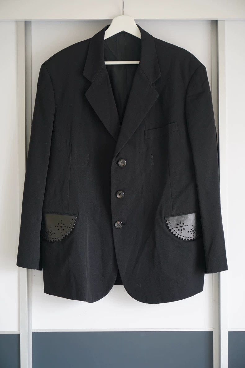 Yohji Yamamoto Yohji Yamamoto Yohji Yamamoto Black Blazer with Leather Po Size US S / EU 44-46 / 1 - 1 Thumbnail