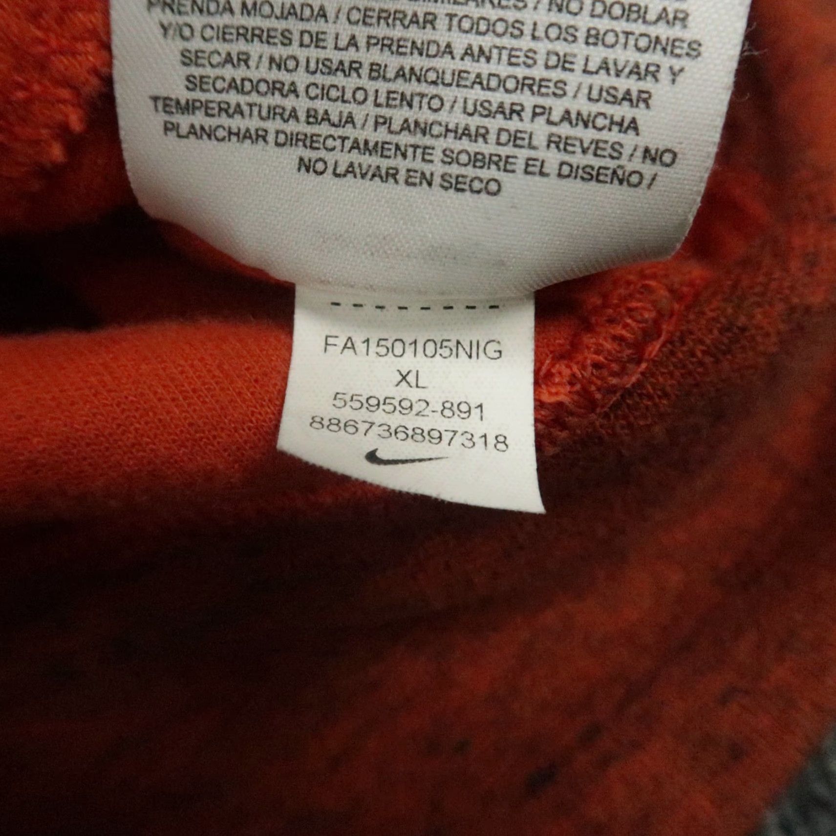 Nike Nike Hoodie Men XL Orange Full Zip Fleece Tech AW77 Sportswear Mens Size US XL / EU 56 / 4 - 6 Thumbnail
