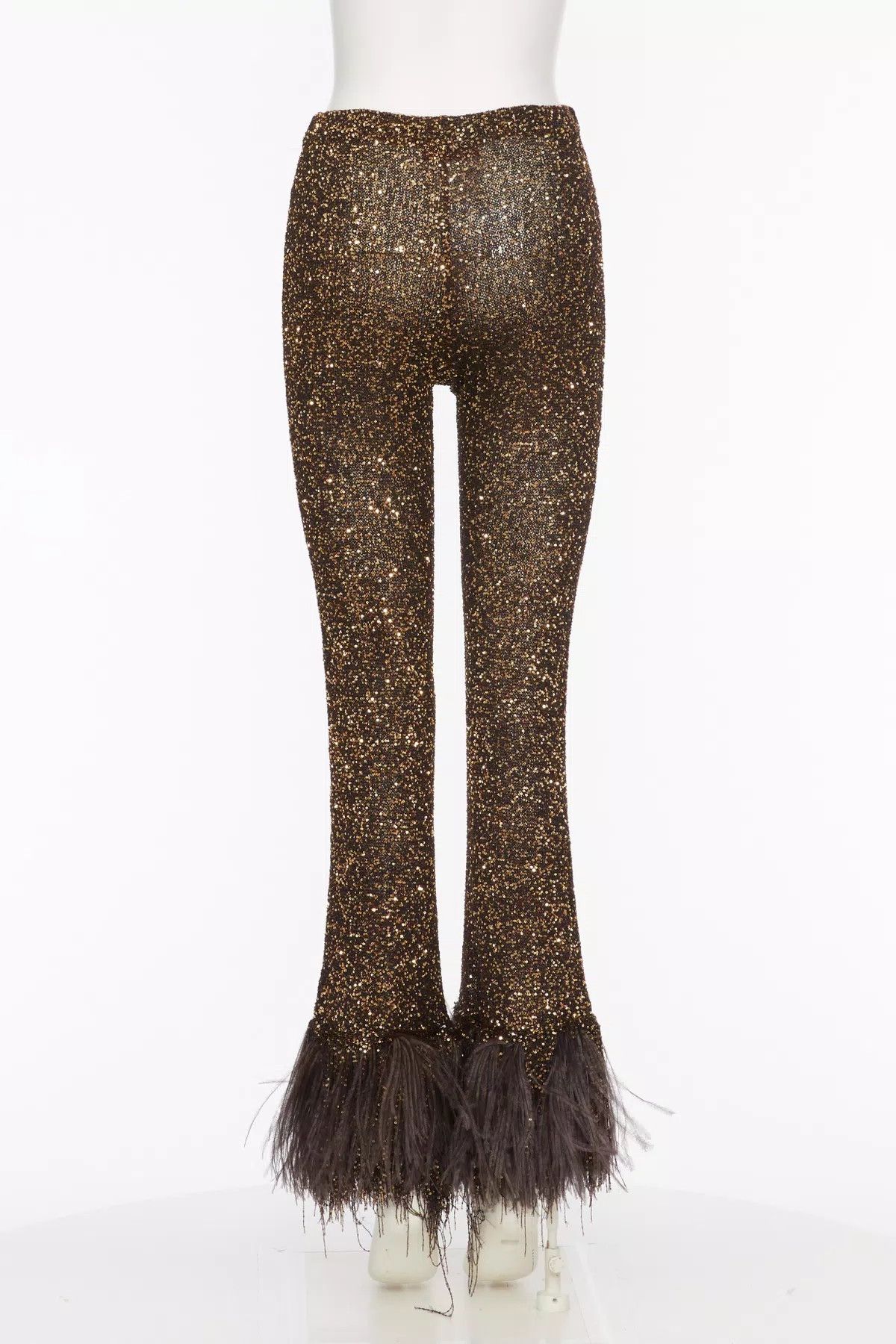 Valentino o1s1wg110625 Feather Paillette Cropped Trousers in Brown Size 25" / US 0 / IT 36 - 3 Thumbnail